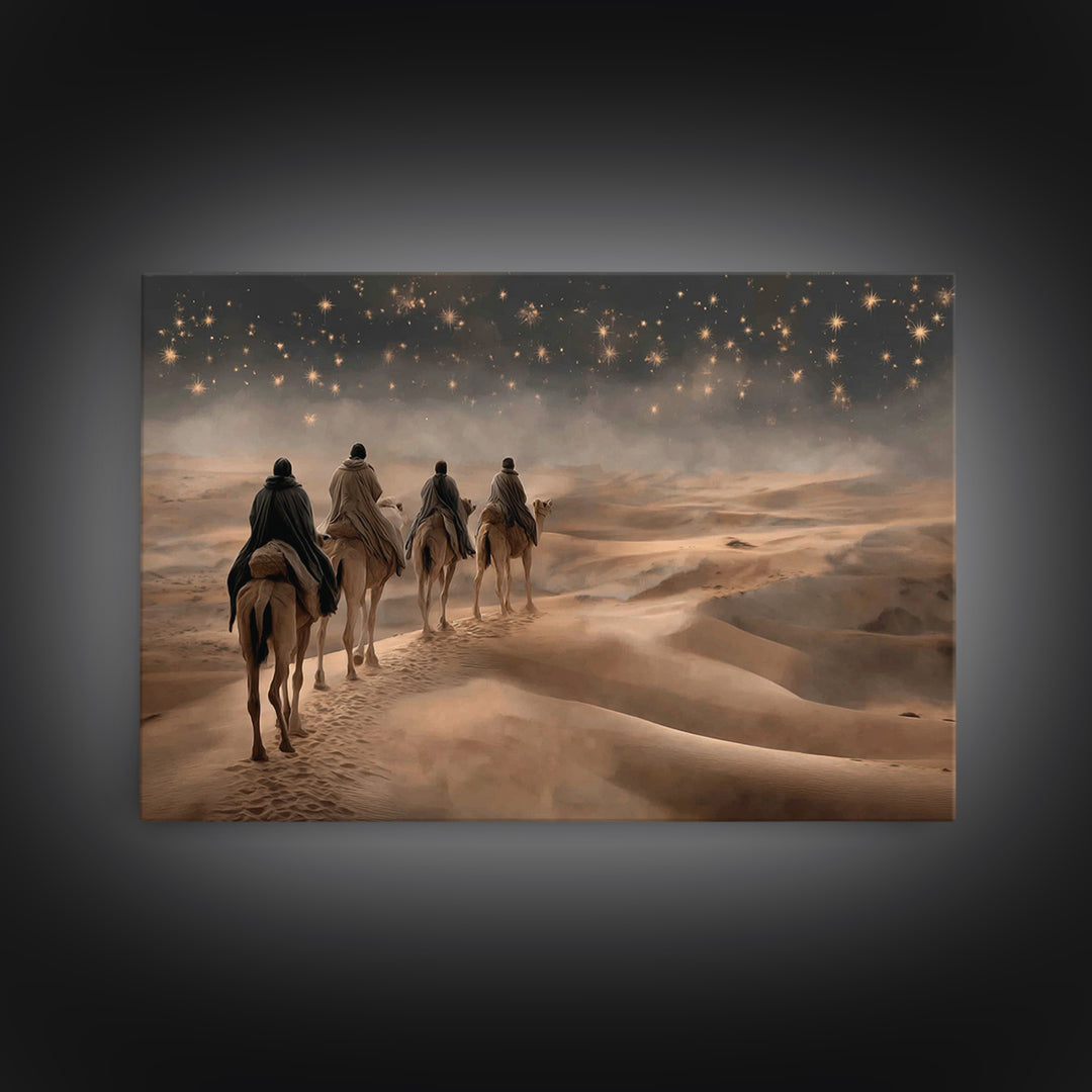 Three Kings Ascend – Framed Canvas Print – Christian Christmas Art – Christian Art Work – Jesus Painting – Christmas Canvas Wall Art – Chri