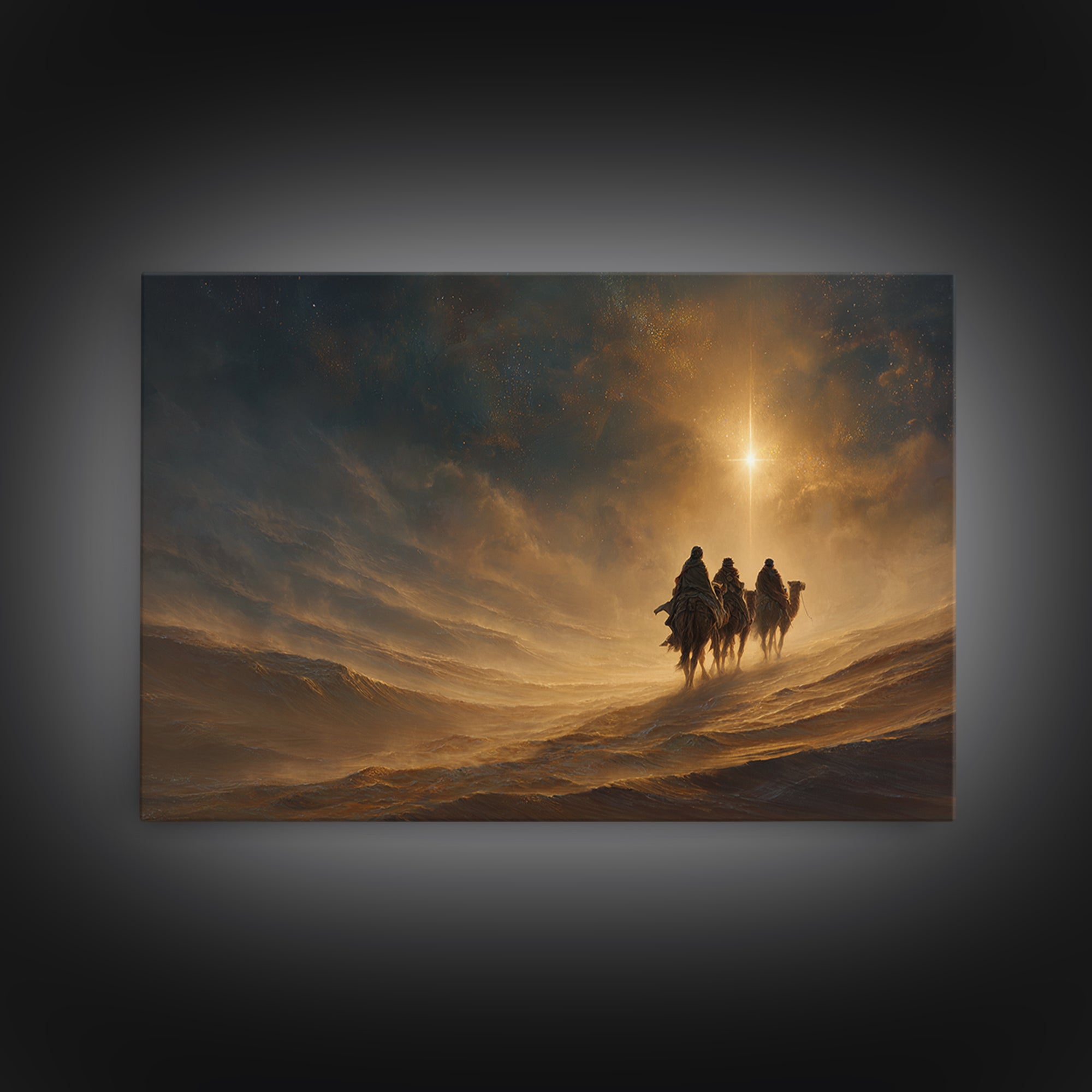 Holy Night Caravan | Framed Canvas Print | Christian Art Canvas | Christmas Art | Christian Wall Art | Christian Christmas Decorations | Je