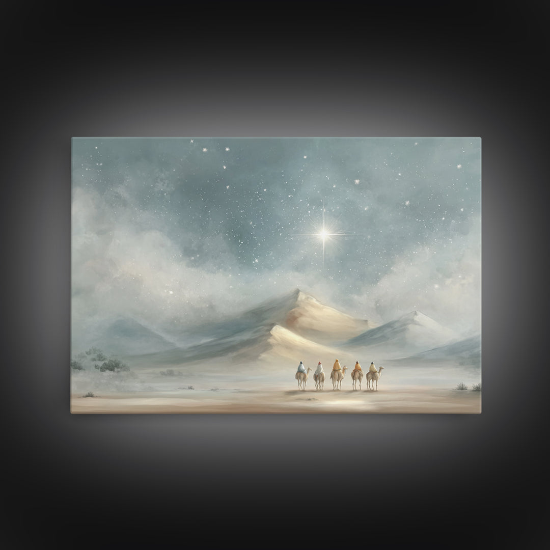 Winter Caravan Grace, Framed Canvas Print, Christian Art Work, Christian Christmas Art, Christian Wall Art, Jesus Painting, Christmas Art P