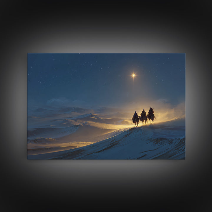 Night Of The Kings, Framed Canvas Print, Christian Art Prints, Christian Christmas Art, Christian Wall Art, Jesus Painting, Christmas Art W