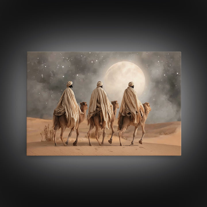 Moonlit Journey – Framed Canvas Print – Christian Art Canvas – Christmas Art – Christian Art Work – Christian Christmas Art – Christian Pai