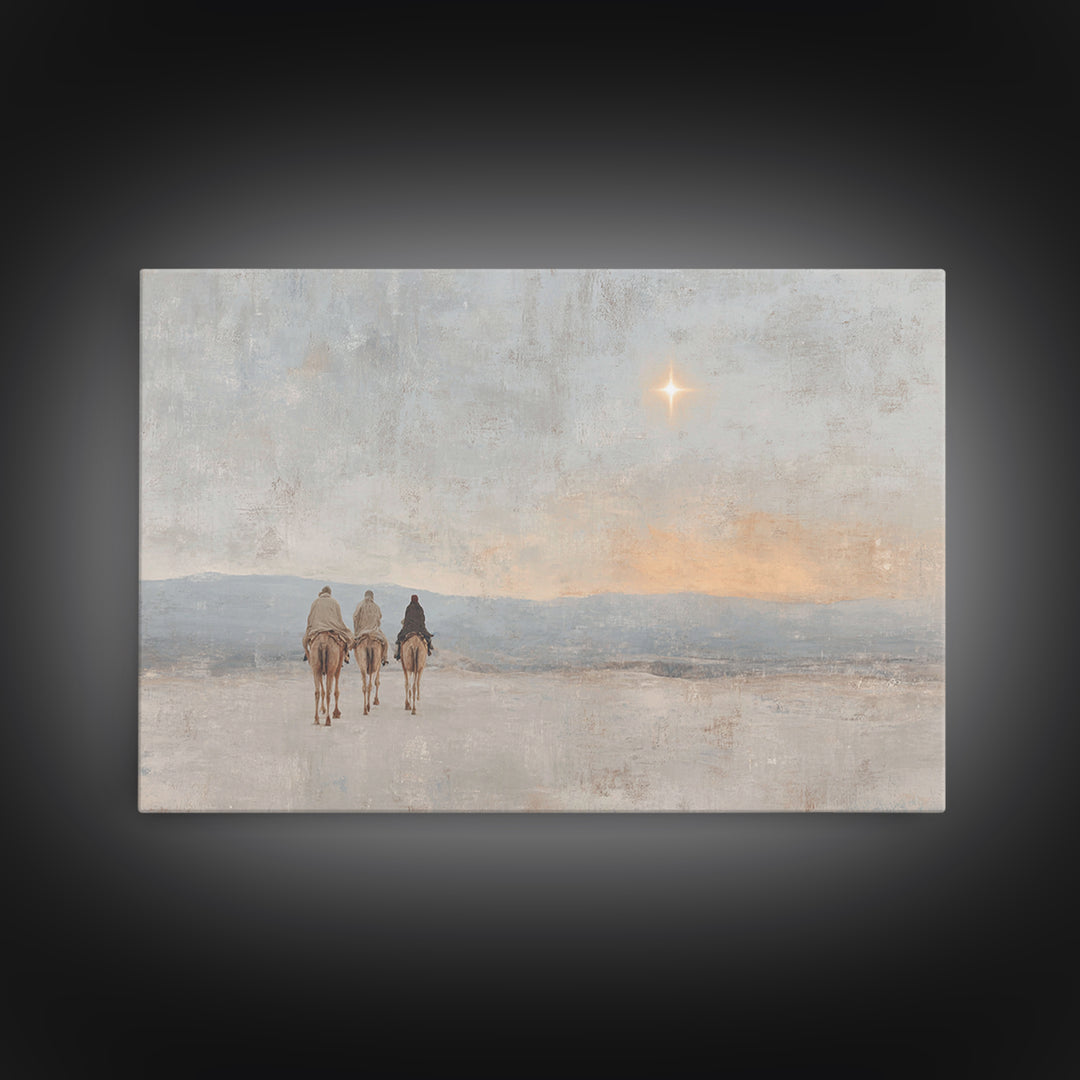 Dawn Star Path | Framed Canvas Print | Christian Art Work | Christmas Art | Christian Art Canvas | Christian Christmas Decor | Jesus Painti