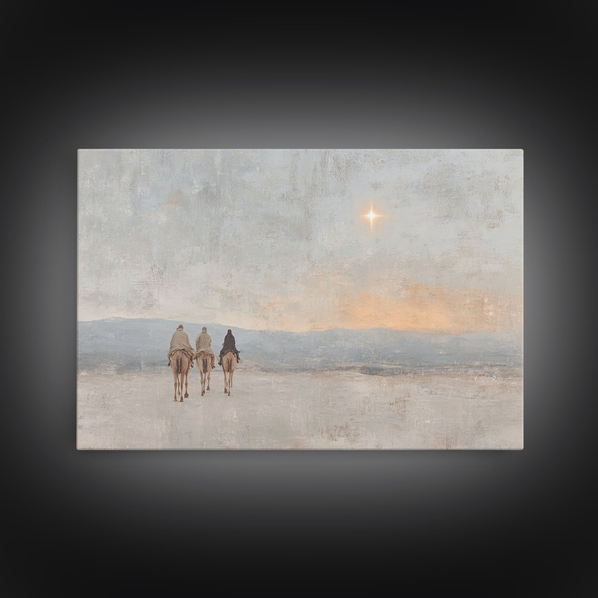 Dawn Star Path | Framed Canvas Print | Christian Art Work | Christmas Art | Christian Art Canvas | Christian Christmas Decor | Jesus Painti