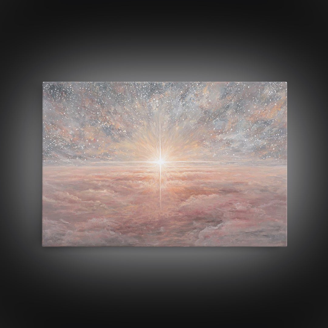 Heaven’s Promise – Framed Canvas Print – Christian Wall Art – Christmas Art – Christian Art Canvas – Christian Christmas Decor – Christian