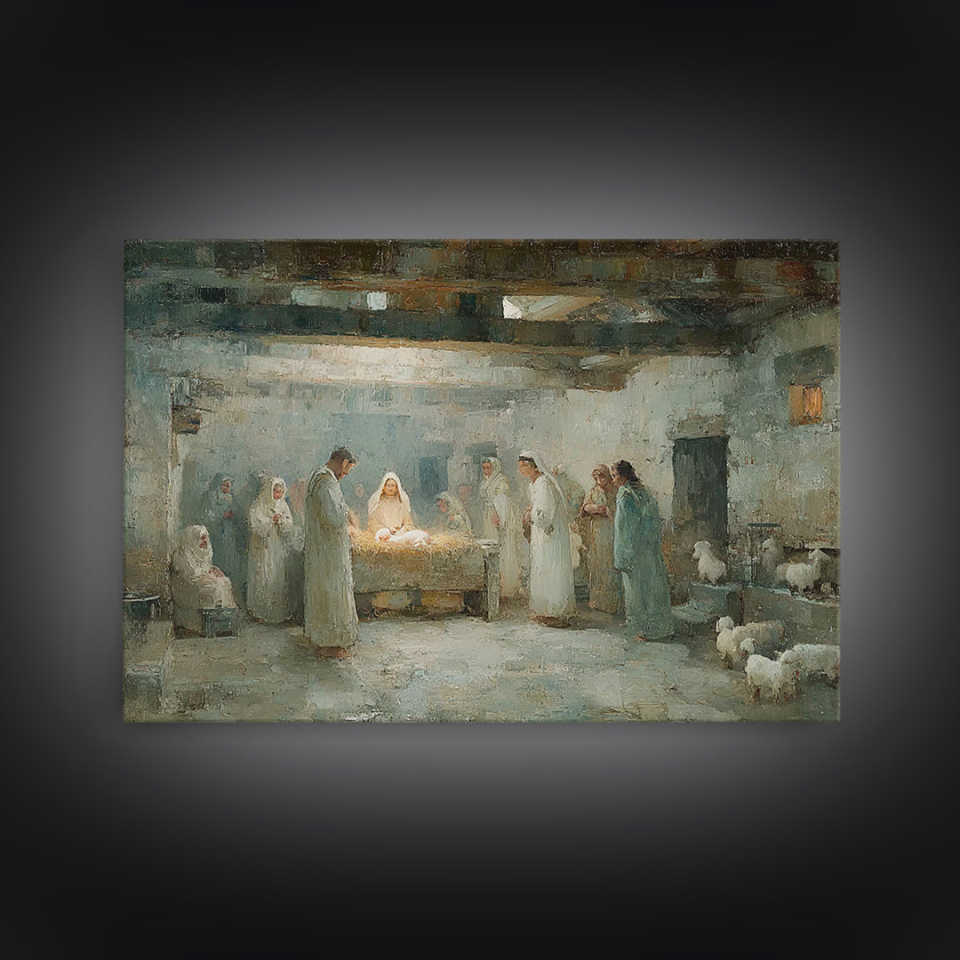 Bethlehem Gathering – Framed Canvas Print – Christian Christmas Art – Christian Wall Art – Christmas Art – Christian Art Canvas – Jesus Pai