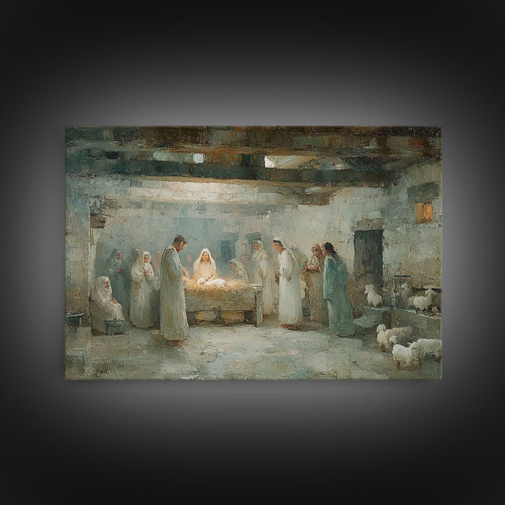 Bethlehem Gathering – Framed Canvas Print – Christian Christmas Art – Christian Wall Art – Christmas Art – Christian Art Canvas – Jesus Pai