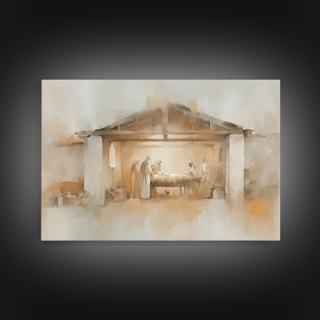 Sacred Birth Glow | Framed Canvas Print | Christian Wall Art | Christmas Art | Christian Art Canvas | Christian Christmas Decor | Christian