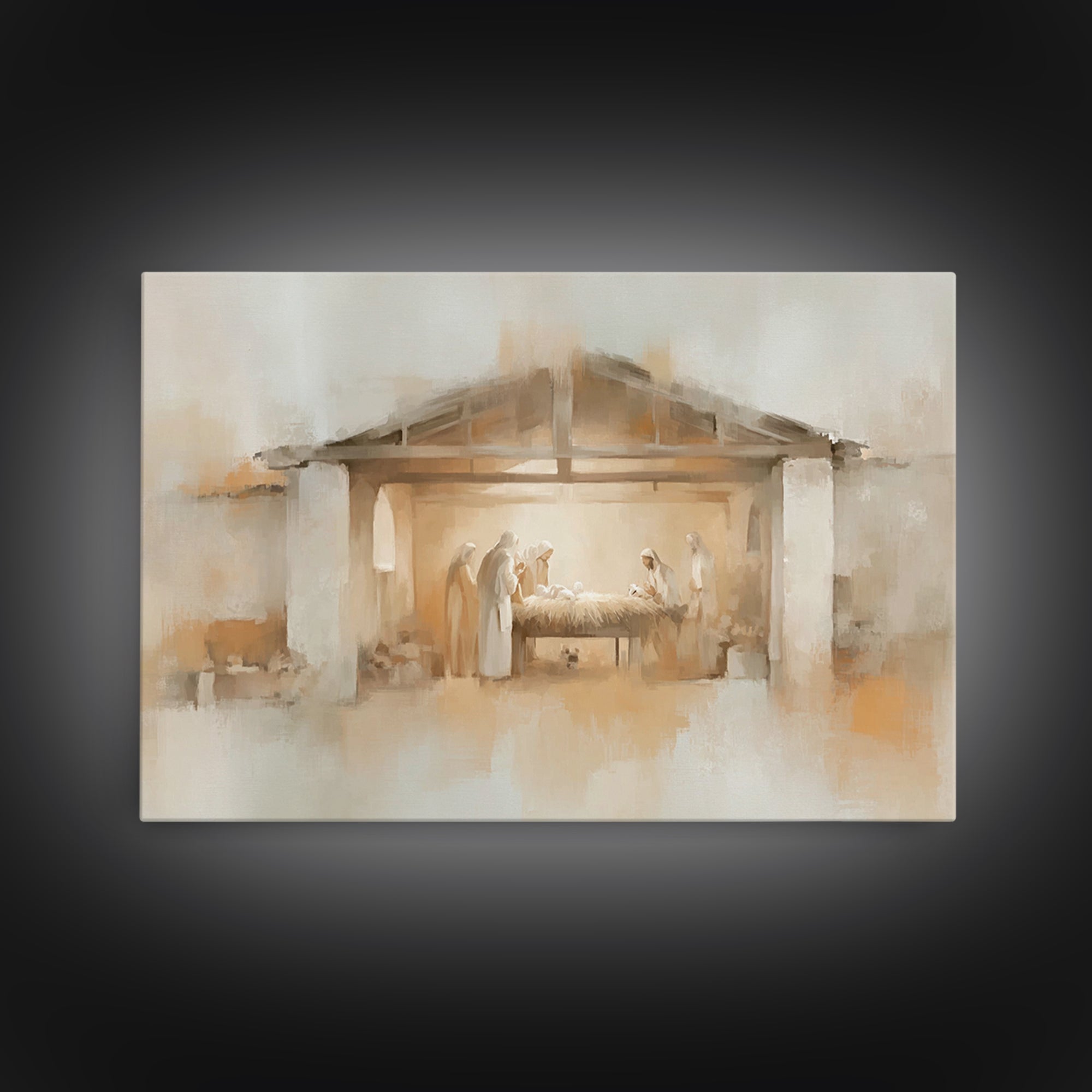 Sacred Birth Glow | Framed Canvas Print | Christian Wall Art | Christmas Art | Christian Art Canvas | Christian Christmas Decor | Christian