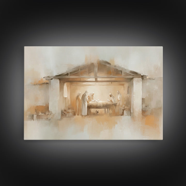 Sacred Birth Glow | Framed Canvas Print | Christian Wall Art | Christmas Art | Christian Art Canvas | Christian Christmas Decor | Christian