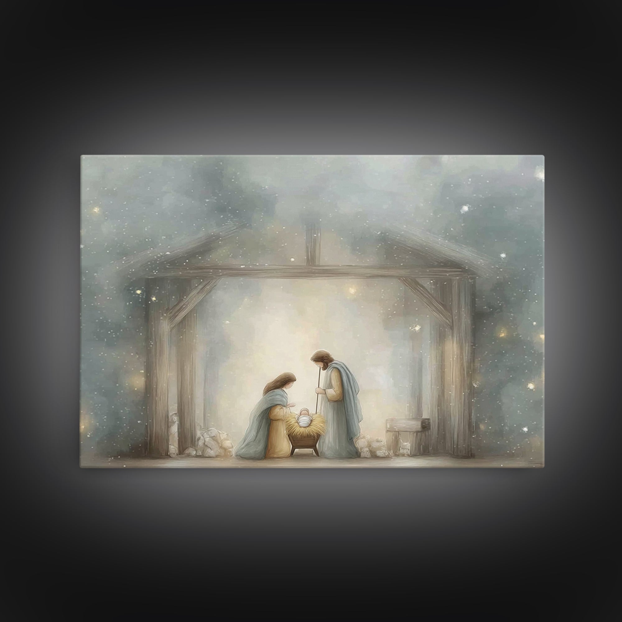 Manger Blessing | Framed Canvas Print | Christian Art Canvas | Christmas Art | Christian Wall Art | Christian Christmas Decor | Jesus Art P