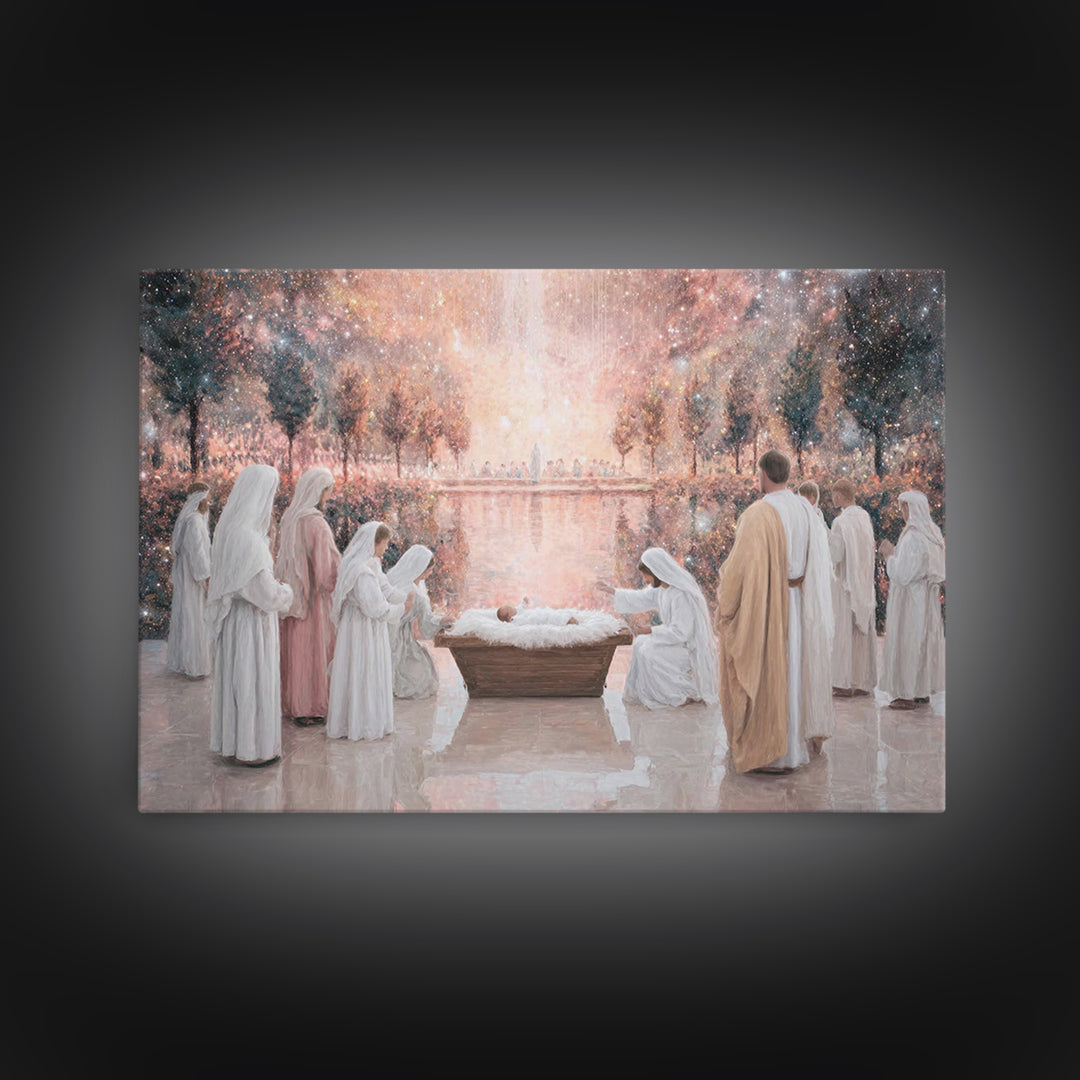 Celestial Birth – Framed Canvas Print – Jesus Painting – Christian Christmas Art – Christian Wall Art – Christian Art Canvas – Christian Gi