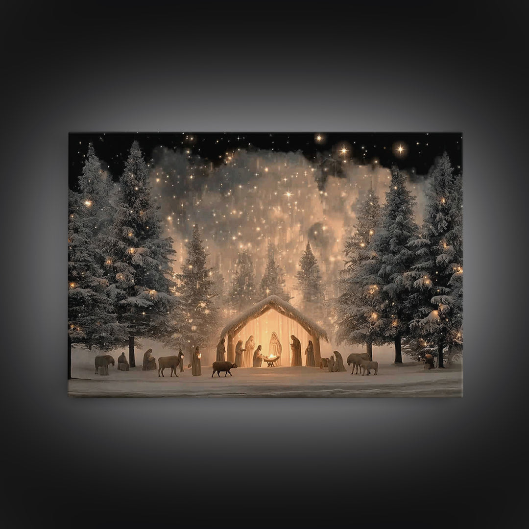 Silent Wonder – Framed Canvas Print – Christian Wall Art – Christian Gift – Jesus Painting – Christmas Art – Christian Art Canvas