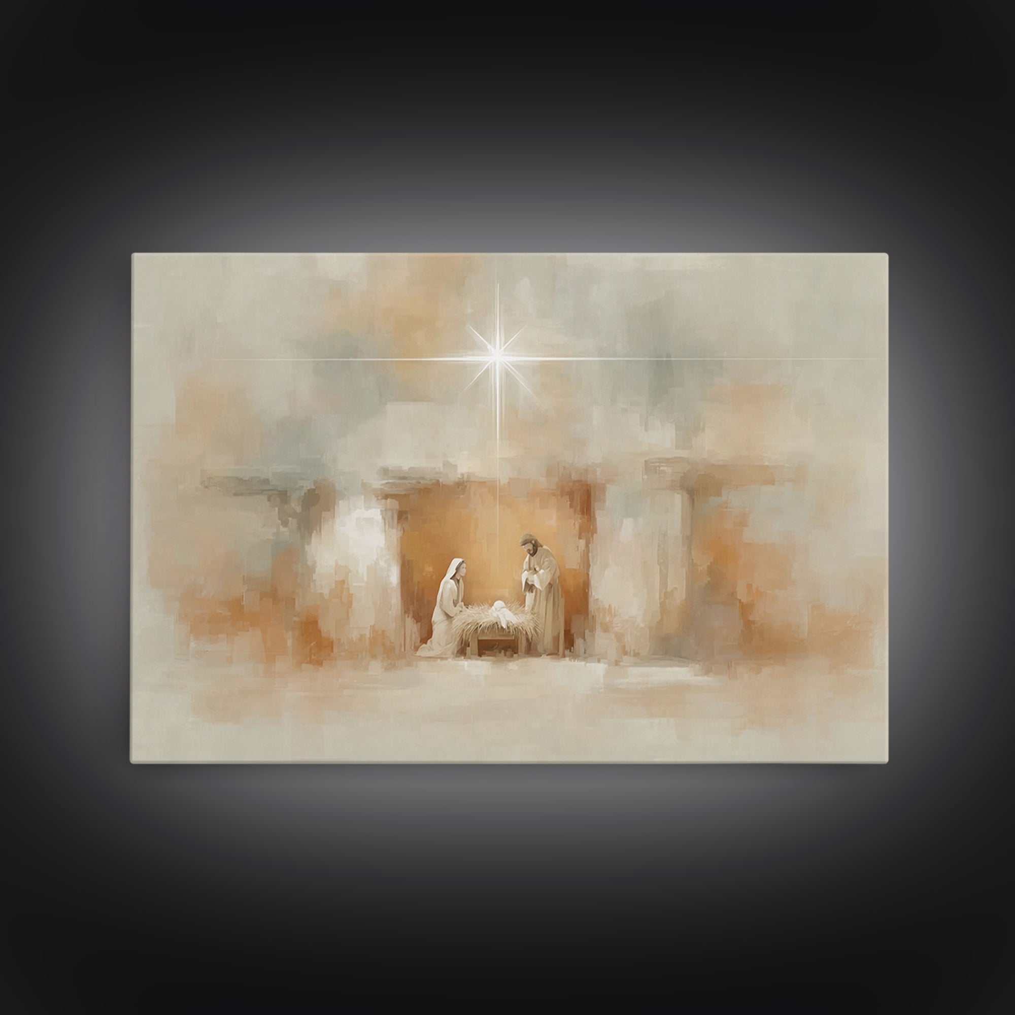 Humble Dawn – Framed Canvas Print – Jesus Painting – Christian Gift – Christian Wall Art – Christmas Art – Christian Art Canvas