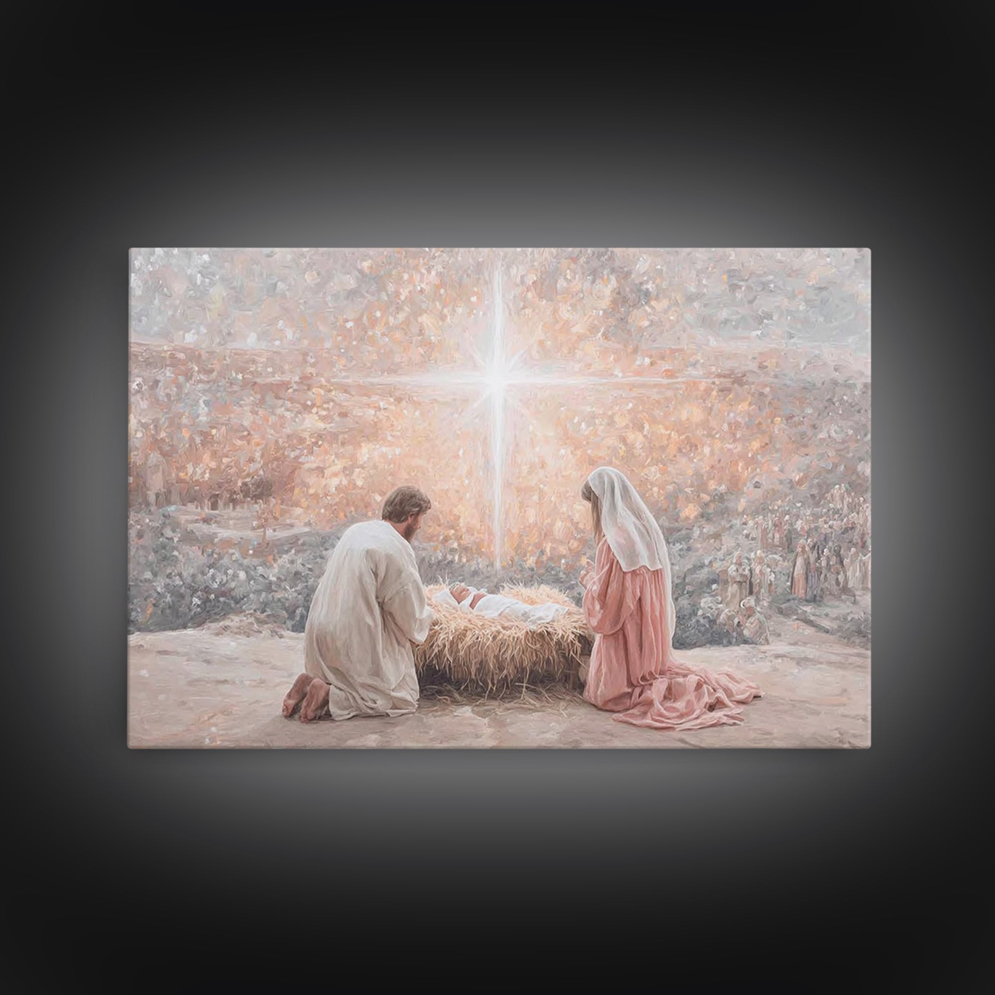 Holy Night Light – Framed Canvas Print – Christian Wall Art – Jesus Christmas Art – Christian Art Canvas – Christmas Art Prints – Christian