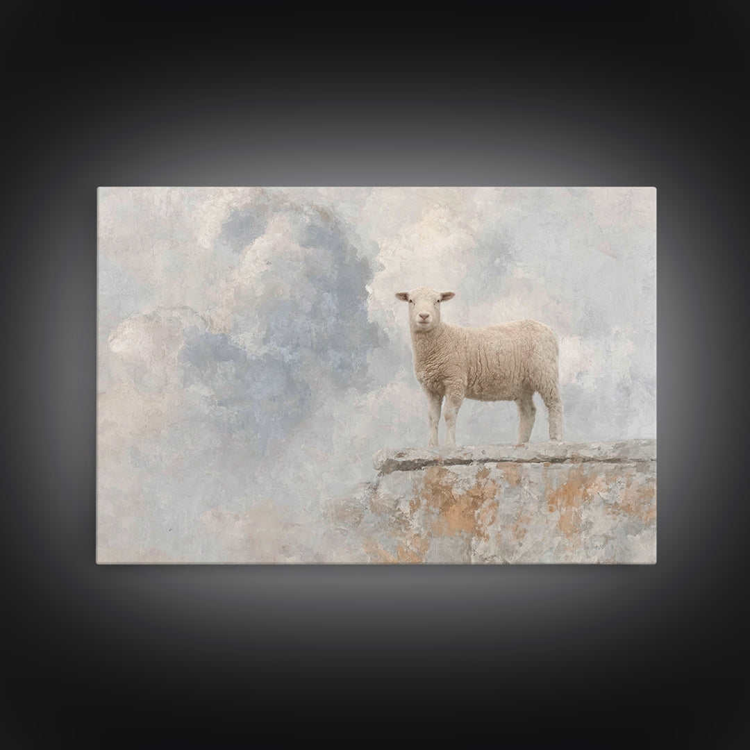 Heavenly Lamb Rise – Framed Canvas Print – Christian Wall Art – Christian Art Canvas – Unique Christian Art – Subtle Christian Art – Christ