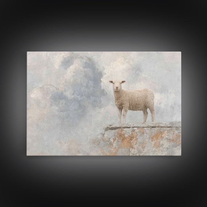 Heavenly Lamb Rise – Framed Canvas Print – Christian Wall Art – Christian Art Canvas – Unique Christian Art – Subtle Christian Art – Christ