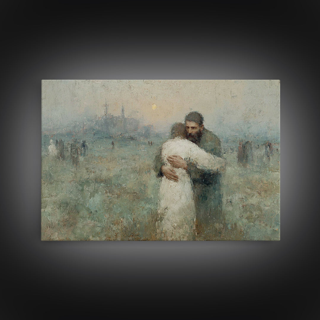 Forgiving Embrace – Framed Canvas Print – Christian Wall Art – Christian Art Canvas – Vintage Christian Art – Christian Painting – Christia