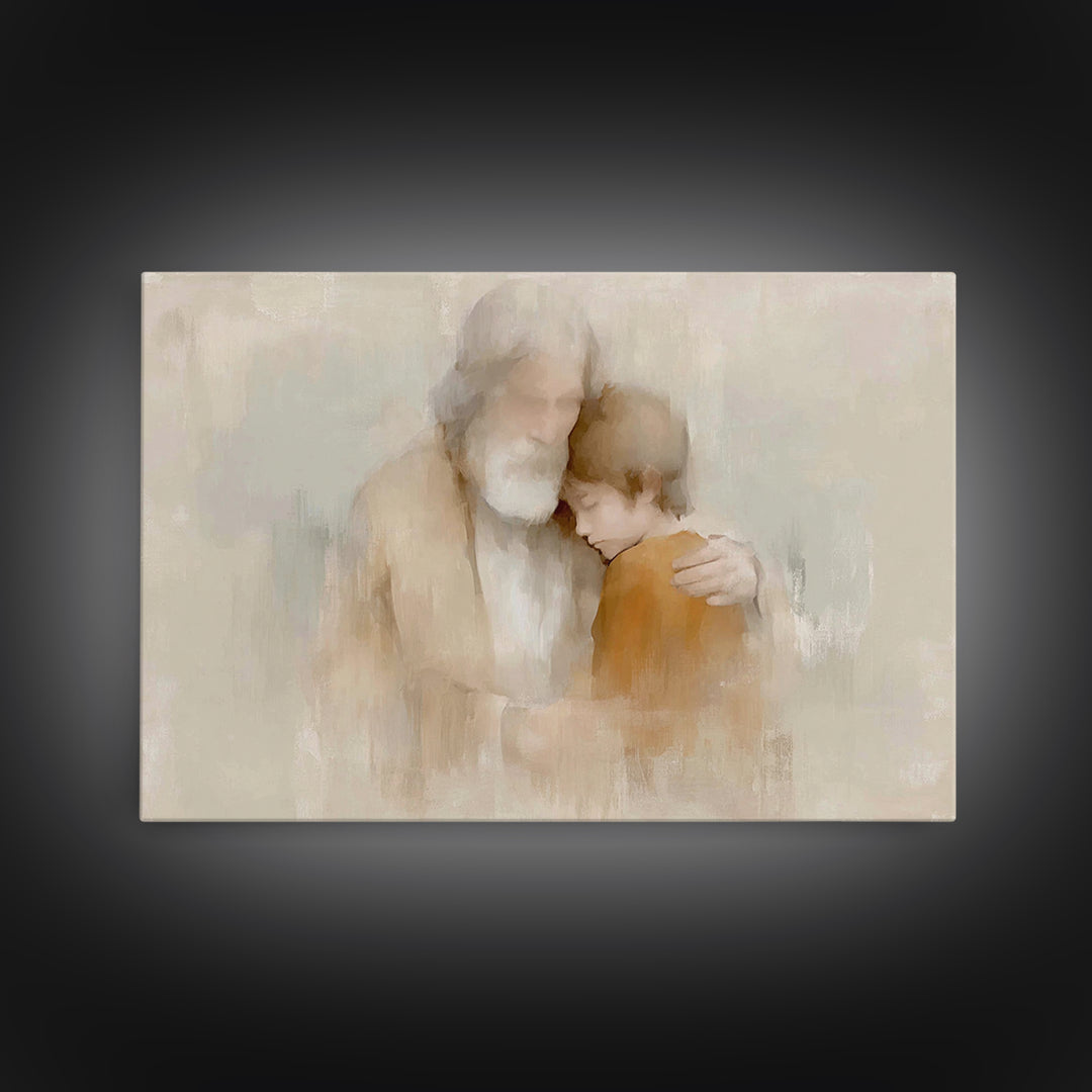 Father’s Comfort – Framed Canvas Print – Christian Wall Art – Minimalist Christian Art – Christian Art Canvas – Subtle Christian Art – Chri