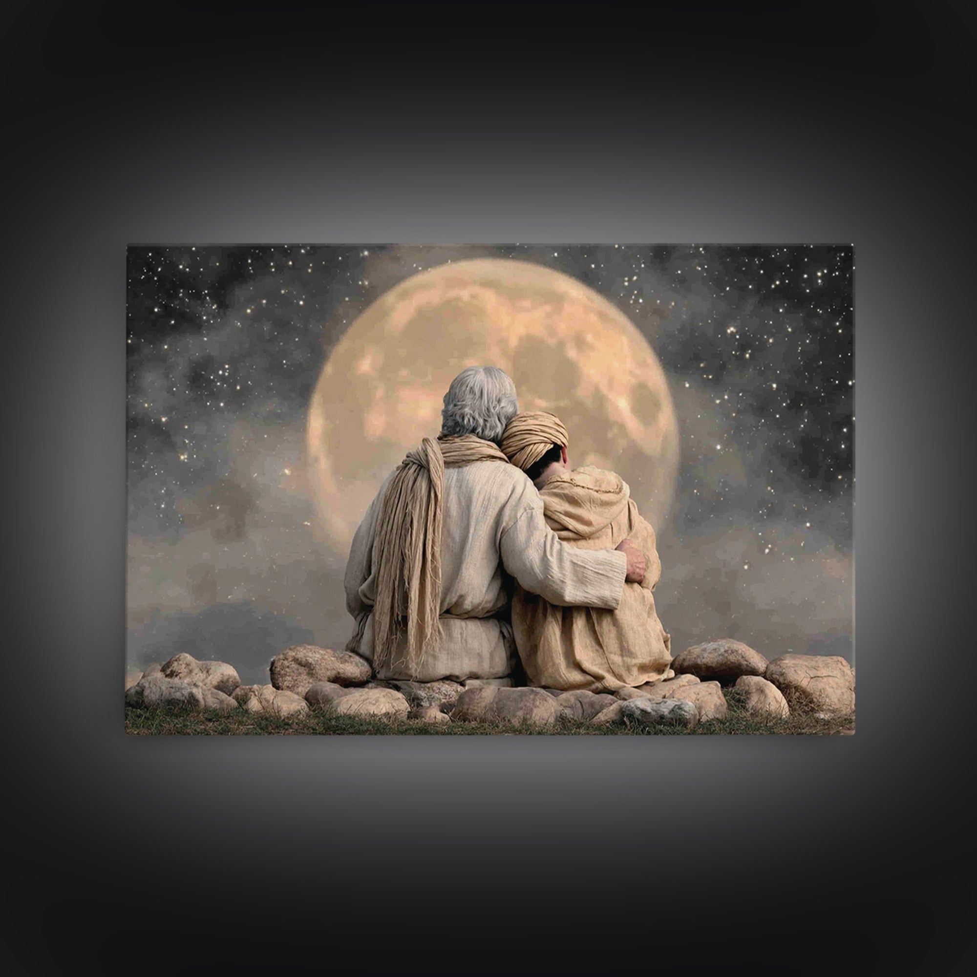 Moonlit Promise – Framed Canvas Print – Christian Wall Art – Christian Art Canvas – Vintage Christian Art – Christian Gift – Christian Deco