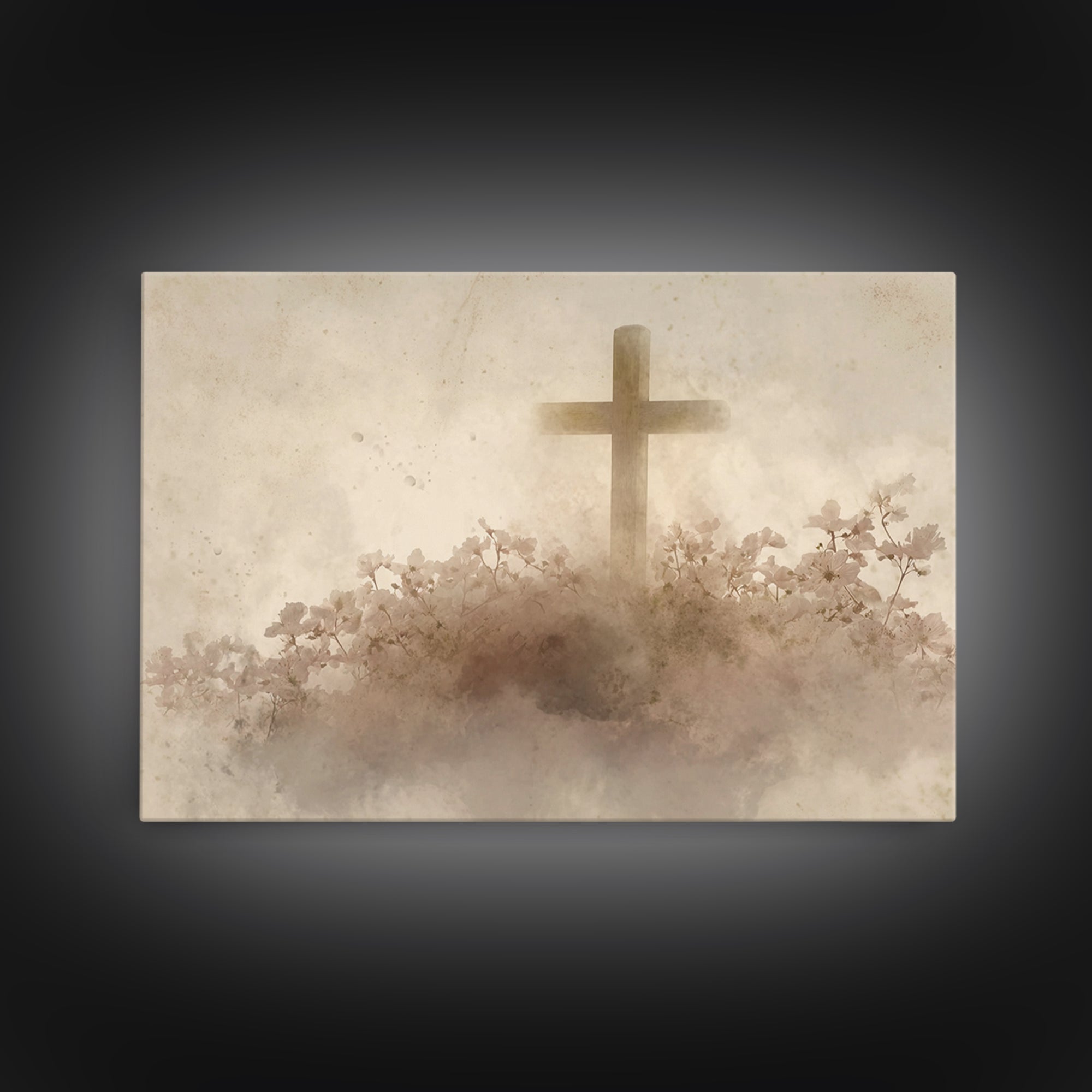 Risen Blossom – Framed Canvas Print – Christian Wall Art – Christian Art Canvas – Christian Decoration – Moody Christian Art – Christian Ar