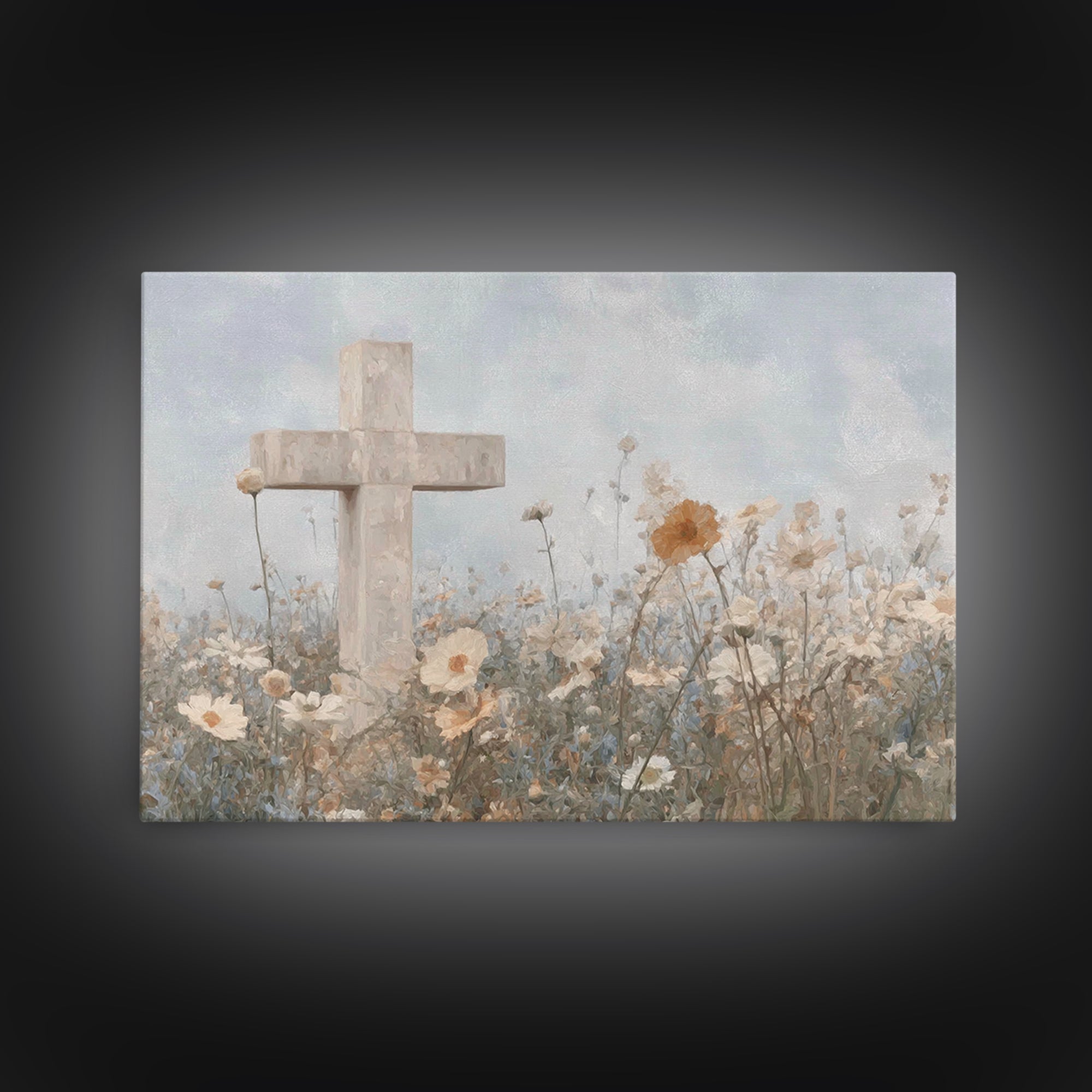 Field Of Mercy, Framed Canvas Print, Christian Art Print, Christian Wall Art, Abstract Christian Art, Christian Gift, Jesus Painting