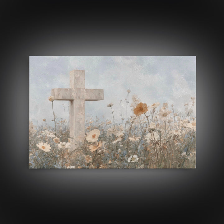 Field Of Mercy, Framed Canvas Print, Christian Art Print, Christian Wall Art, Abstract Christian Art, Christian Gift, Jesus Painting