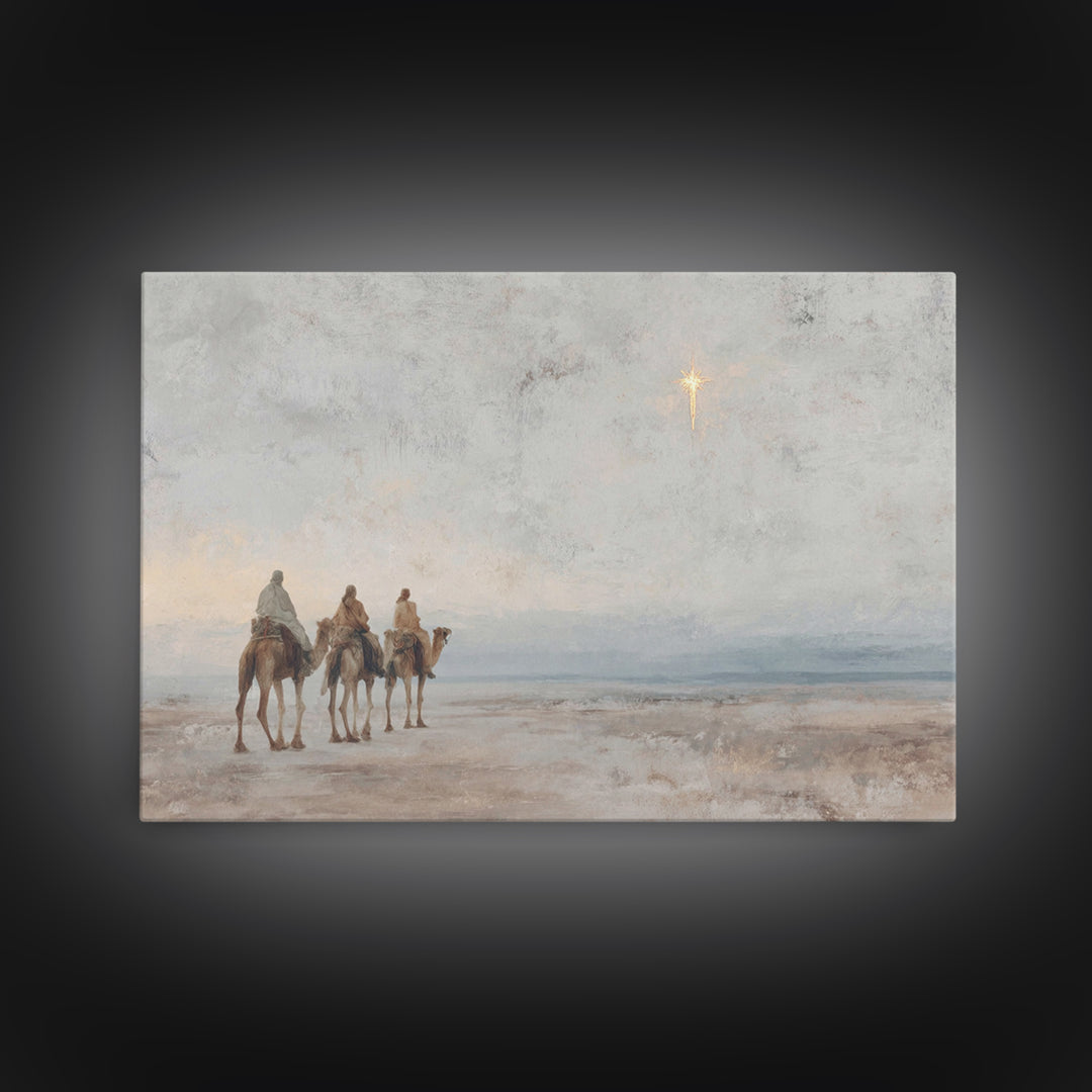 Desert Star Quest – Framed Canvas Print – Christian Christmas Art – Christian Art Canvas – Christmas Wall Art – Unique Christian Art – Jesu