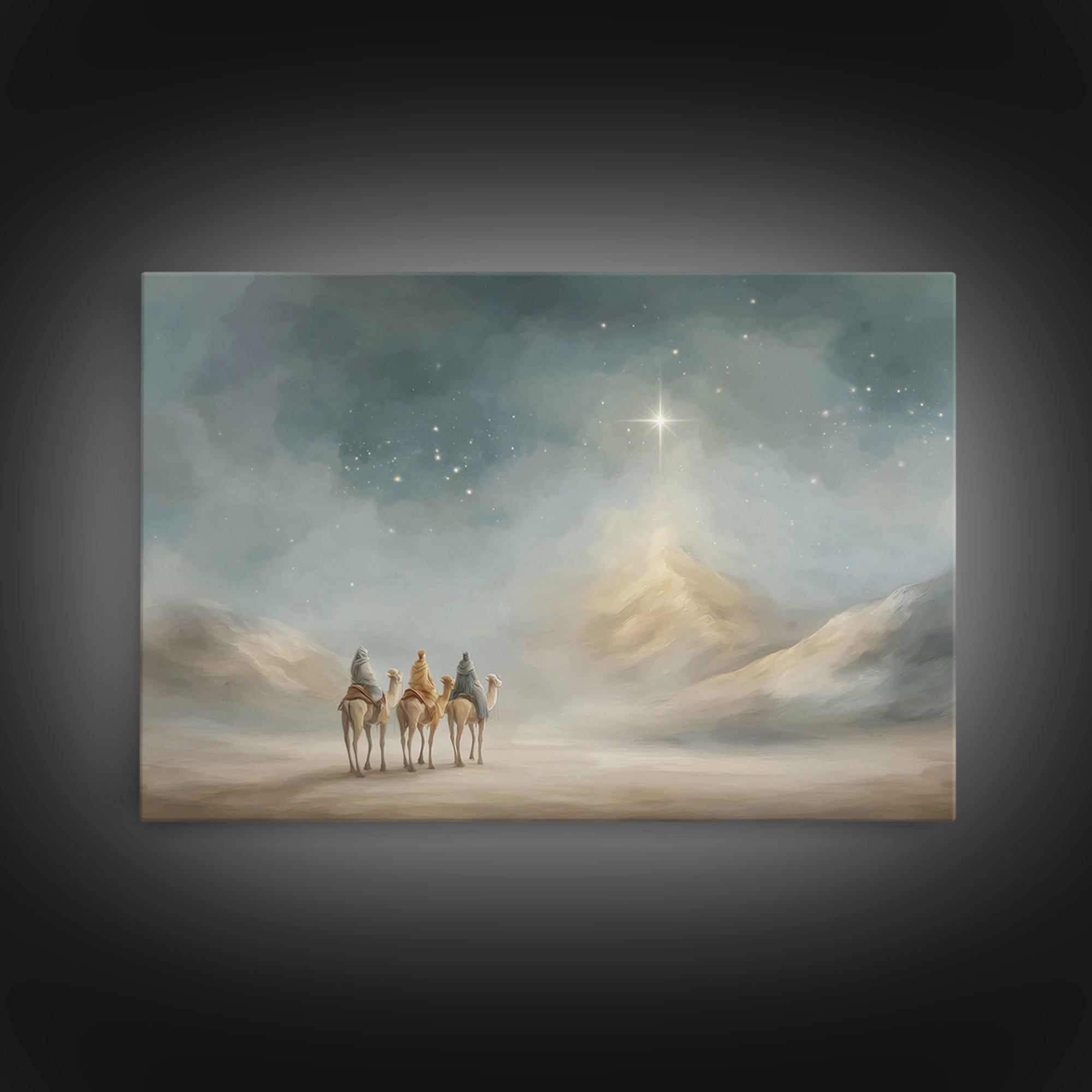 Mystic Star Road | Framed Canvas Print | Christmas Art Framed | Christian Wall Art | Christian Christmas Art | Jesus Painting | Christian A