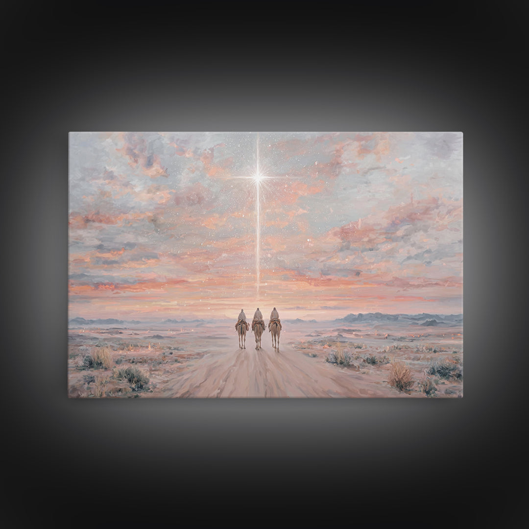 Divine Star Path – Framed Canvas Print – Christmas Art Work – Christian Art Canvas – Christian Wall Art – Christian Christmas Decorations –
