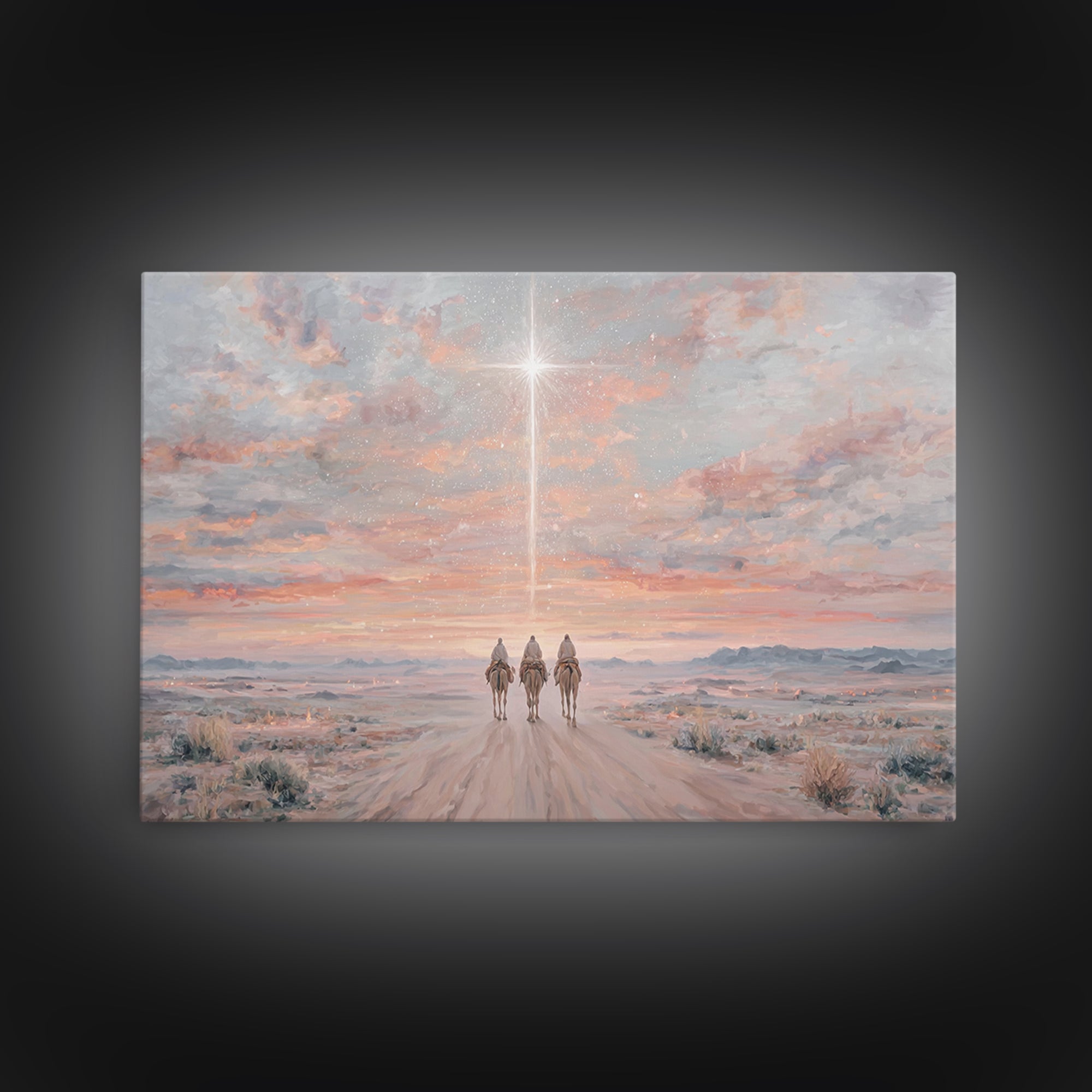 Divine Star Path – Framed Canvas Print – Christmas Art Work – Christian Art Canvas – Christian Wall Art – Christian Christmas Decorations –