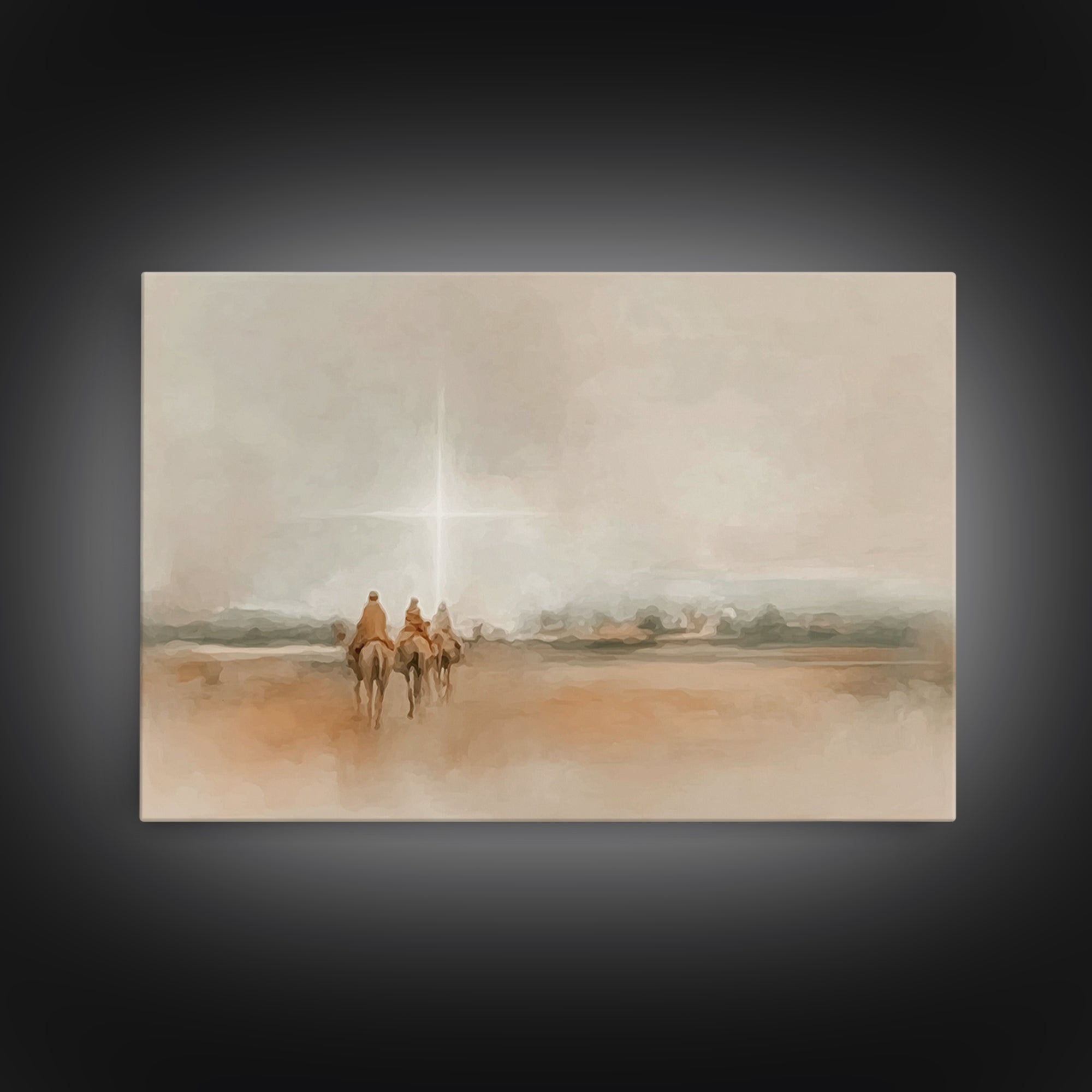 Bethlehem Light Path, Framed Canvas Print, Christian Art Canvas, Christmas Wall Art, Christian Christmas Art, Jesus Painting, Christmas Art