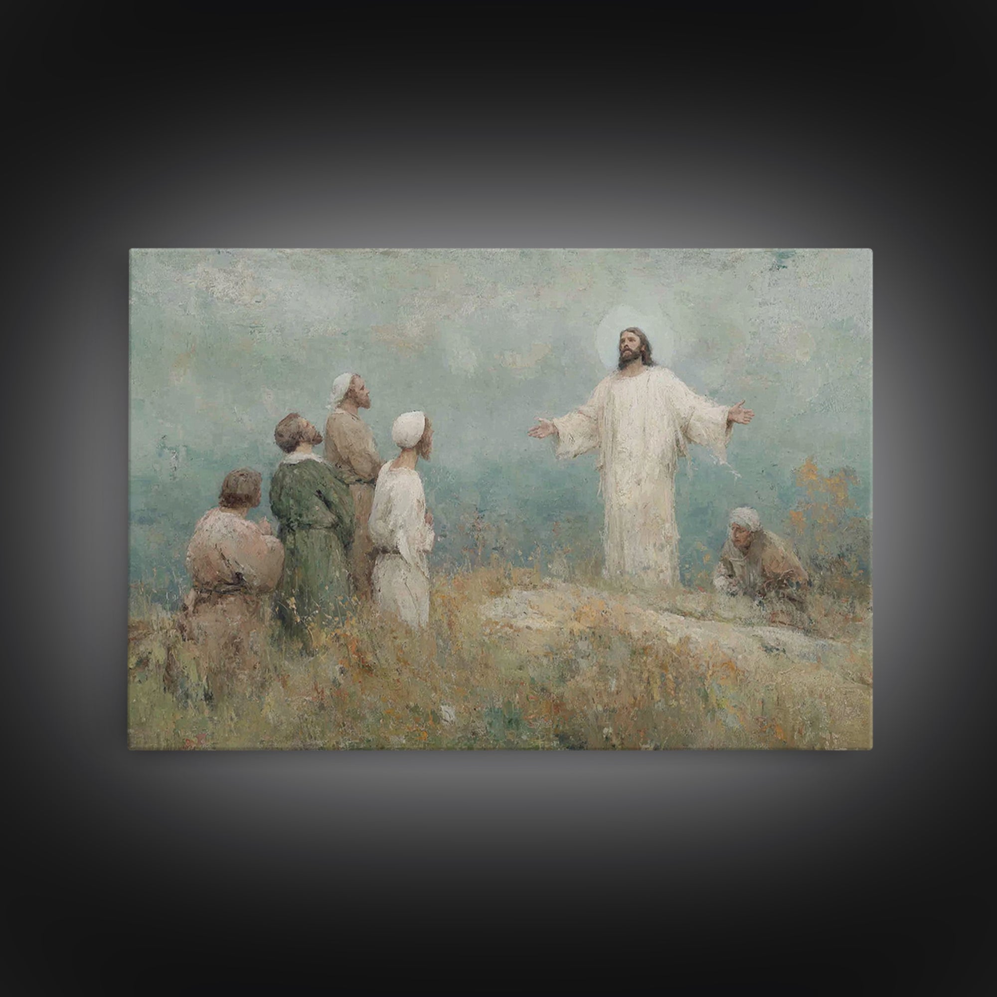 Blessing Of Light, Framed Canvas Print, Christian Art Canvas, Christian Wall Art, Jesus Painting, Christian Art Gift, Large Christian Paint
