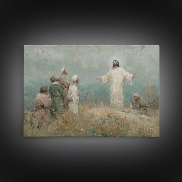 Blessing Of Light, Framed Canvas Print, Christian Art Canvas, Christian Wall Art, Jesus Painting, Christian Art Gift, Large Christian Paint