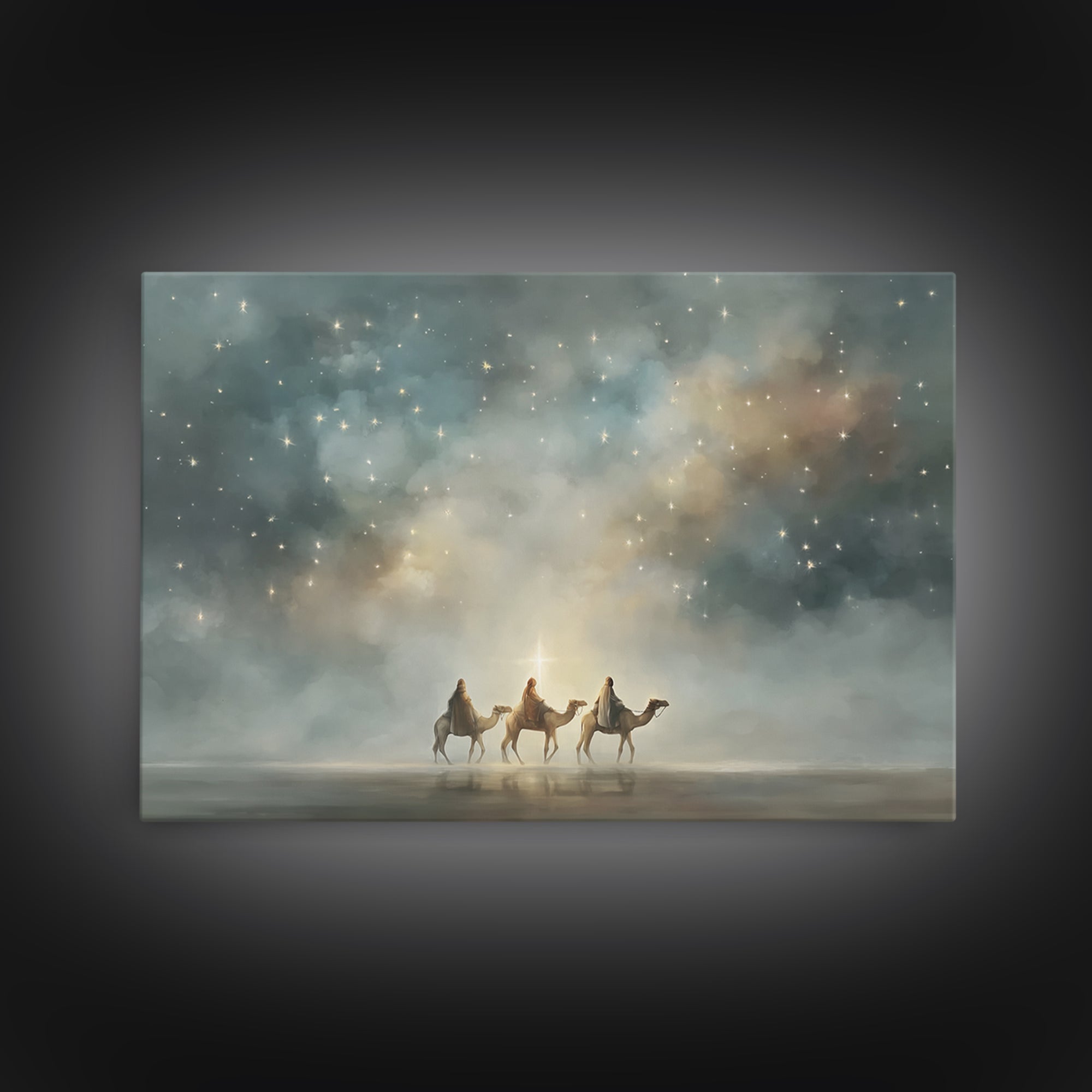 Heavenly Light Path, Framed Canvas Print, Christian Wall Art, Christian Christmas Art, Christmas Canvas Wall Art, Christian Art Canvas, Chr