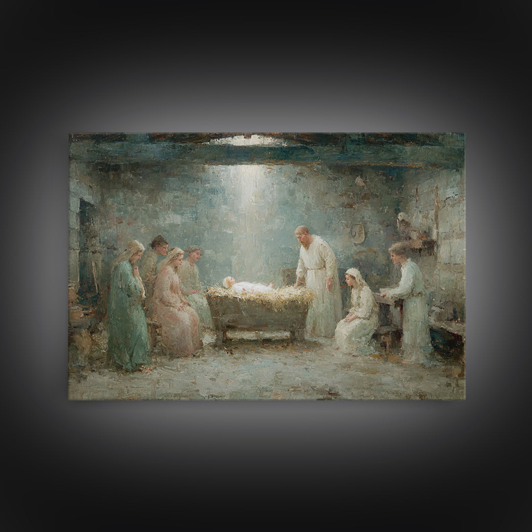 Holy Nativity – Framed Canvas Print – Christian Christmas Art – Birth Of Jesus Painting – Christian Wall Art – Christian Art Canvas