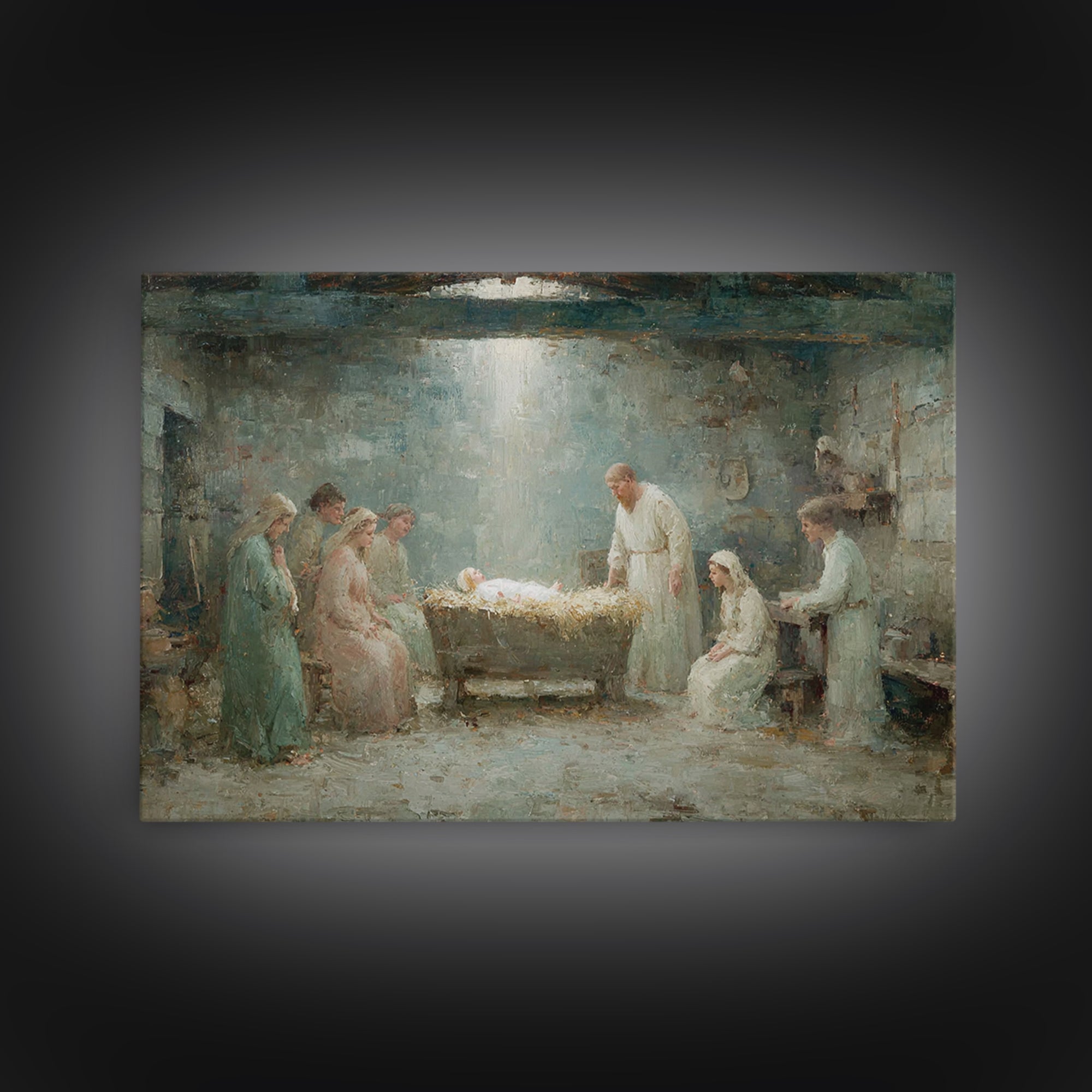 Holy Nativity – Framed Canvas Print – Christian Christmas Art – Birth Of Jesus Painting – Christian Wall Art – Christian Art Canvas