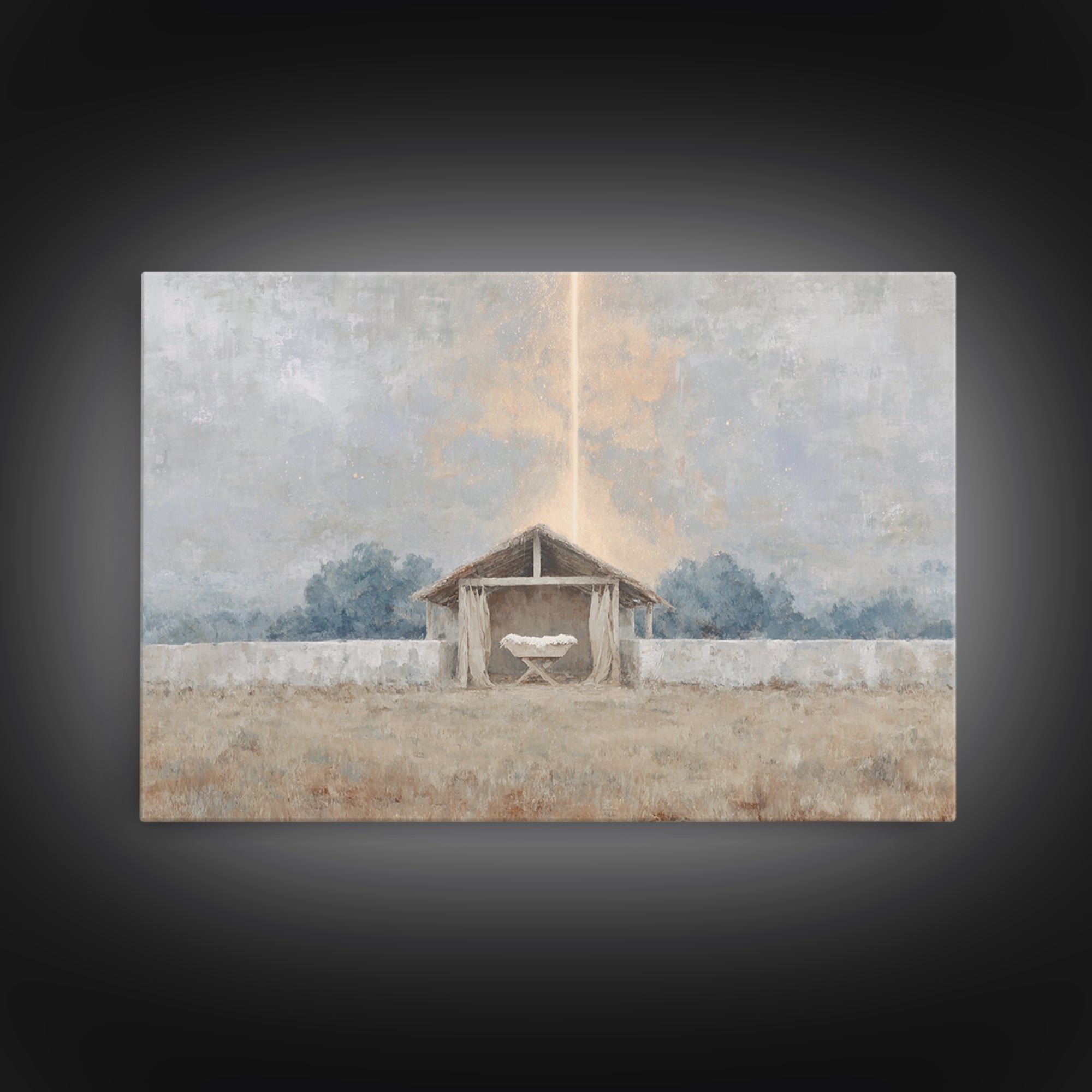 Manger Dawn, Framed Canvas Print, Christian Wall Art, Christian Christmas Art, Christian Art Canvas, Jesus Painting