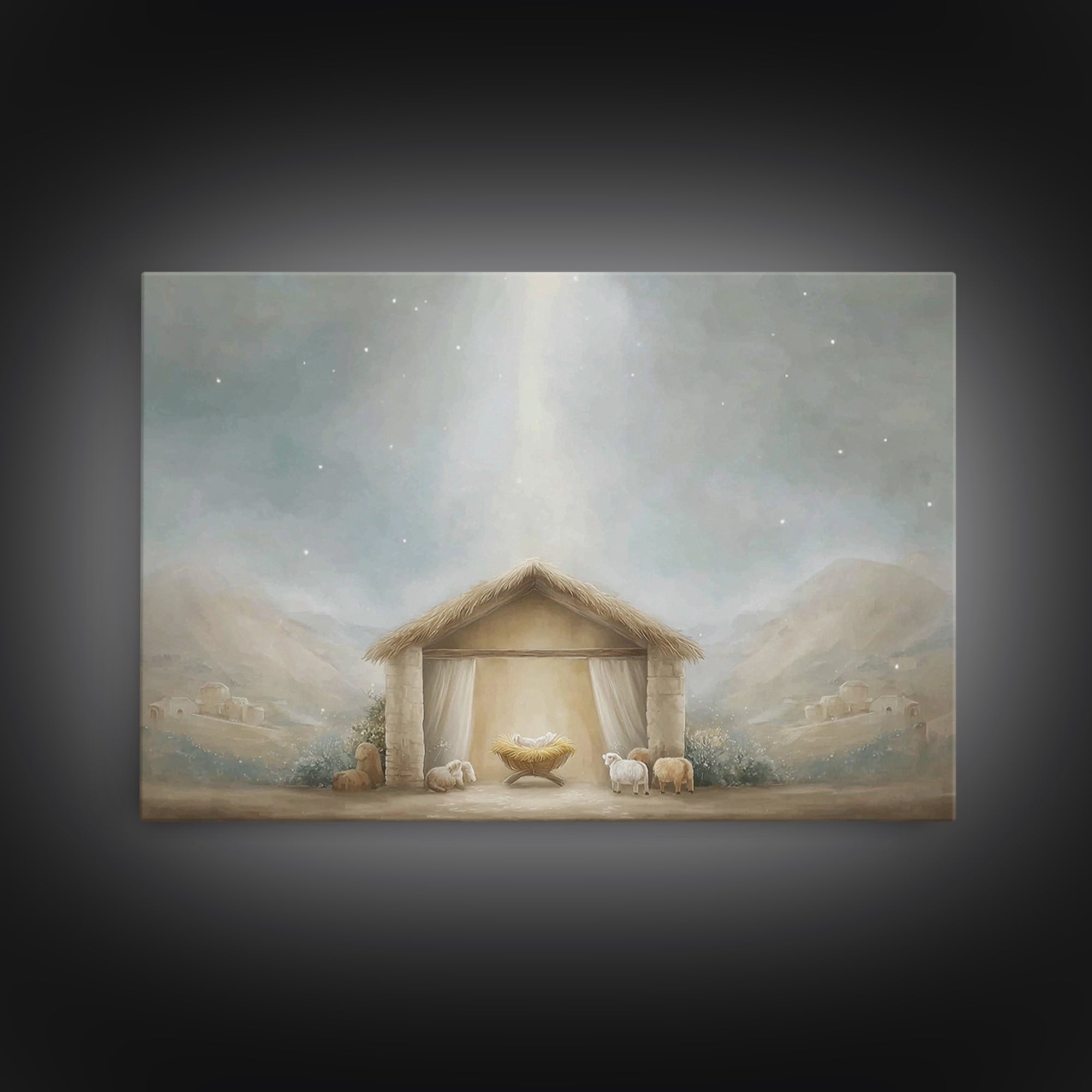 Humble Birth, Framed Canvas Print, Christian Christmas Art, Christian Wall Art, Christian Art Canvas, Jesus Painting