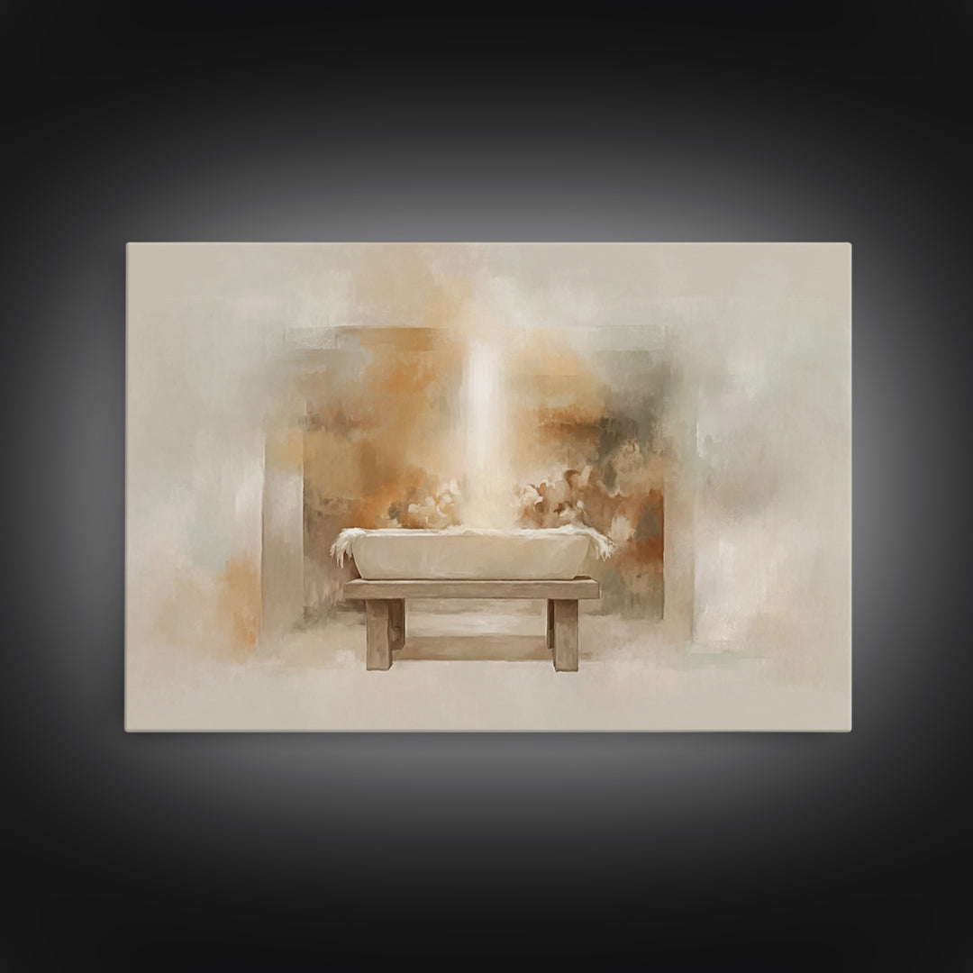 Holy Cradle | Framed Canvas Print | Christian Art Canvas | Christian Christmas Art | Christian Wall Art | Jesus Painting