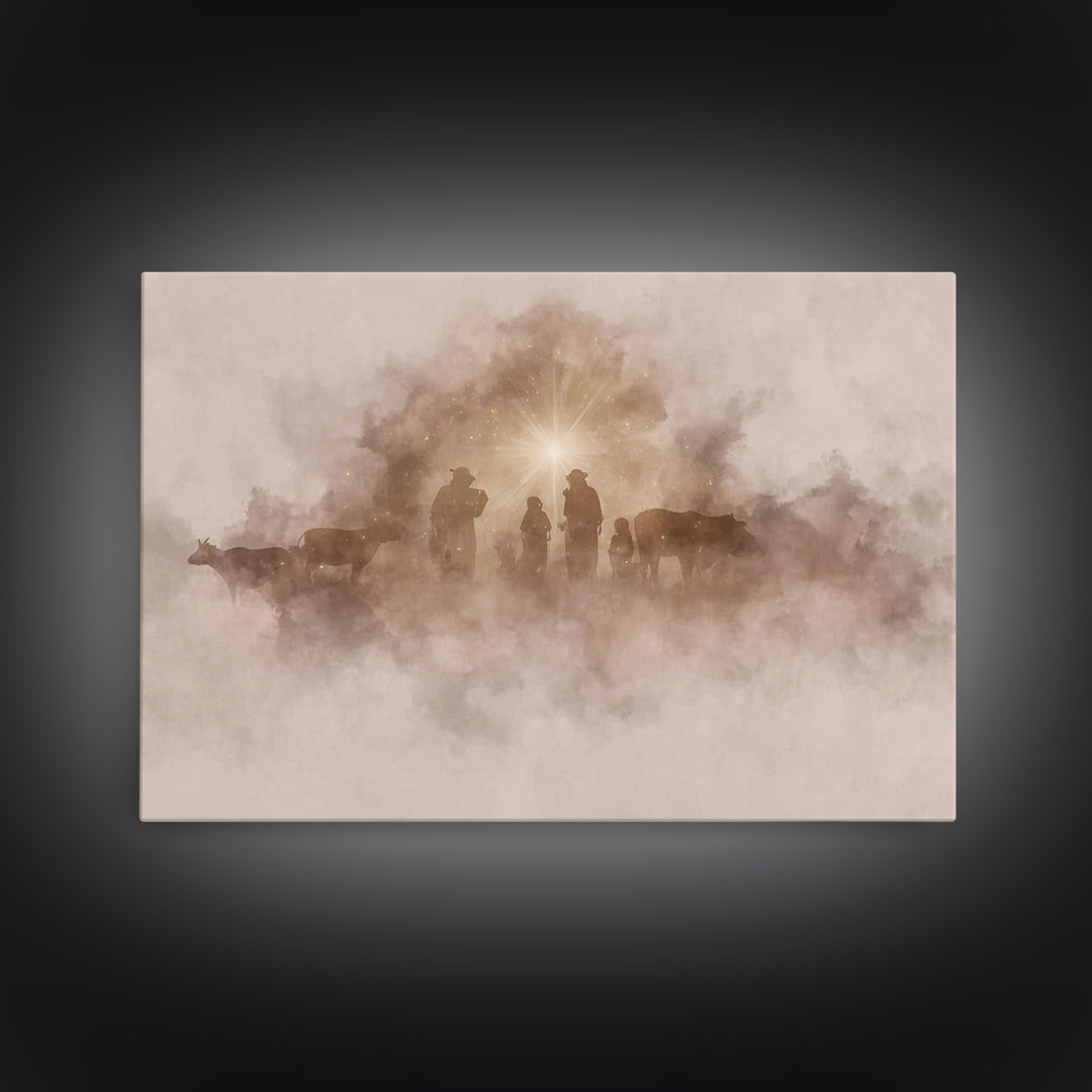 Glow Of Bethlehem, Framed Canvas Print, Christian Christmas Art, Christian Wall Art, Christmas Art Prints, Christian Art Canvas