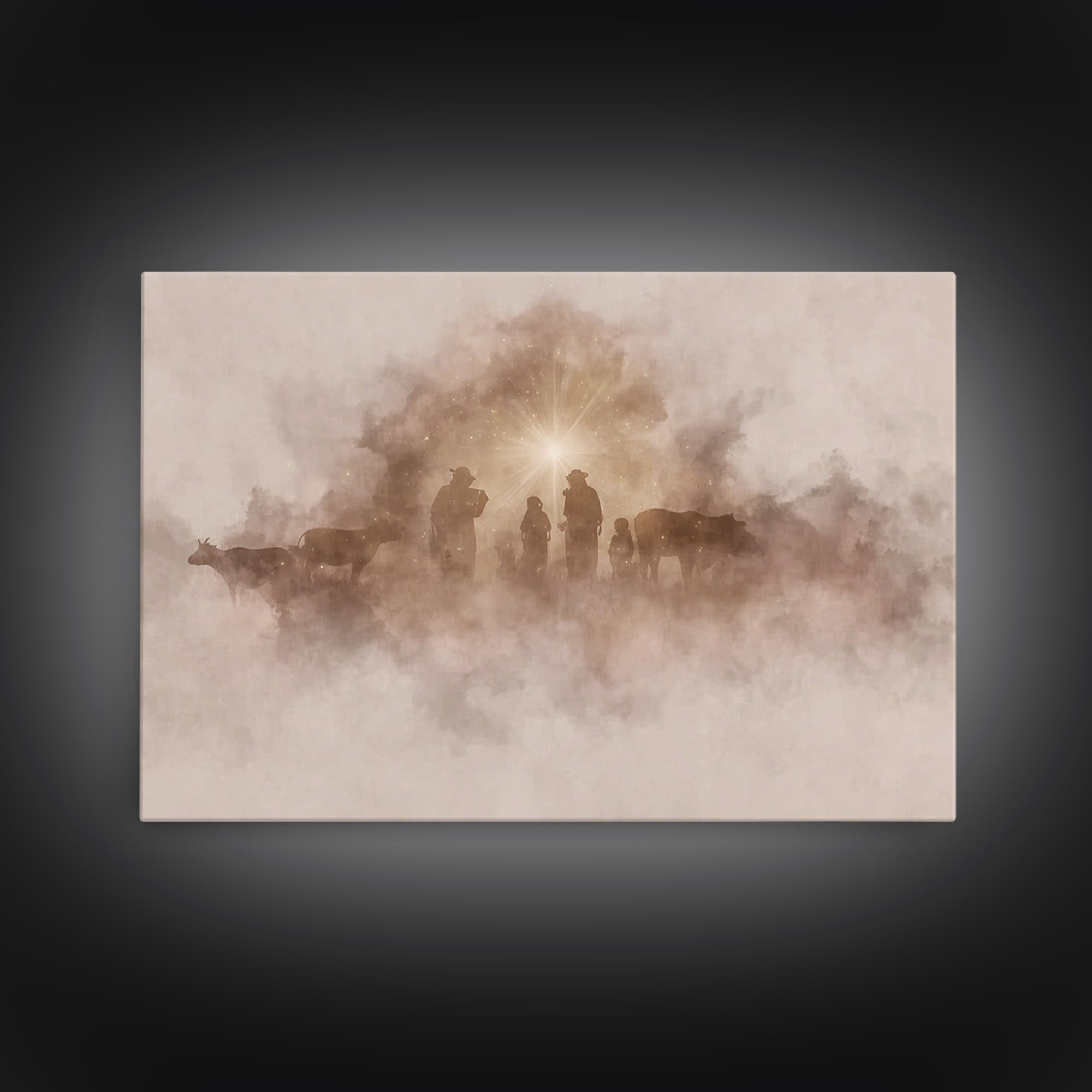 Glow Of Bethlehem, Framed Canvas Print, Christian Christmas Art, Christian Wall Art, Christmas Art Prints, Christian Art Canvas