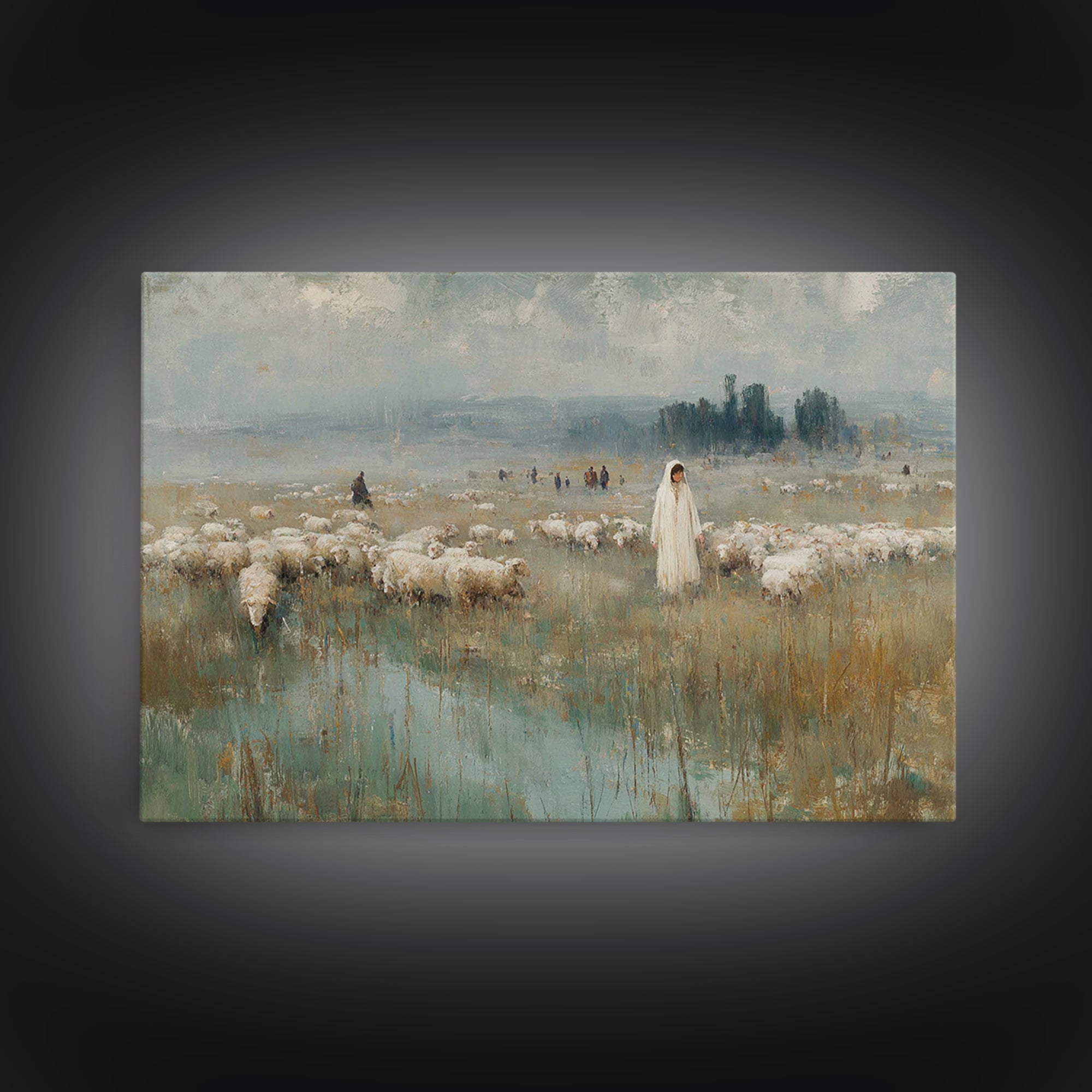 Pasture Of Peace – Framed Canvas Print – Christian Art Canvas – Christian Wall Art – Christian Art Painting – Christian Art