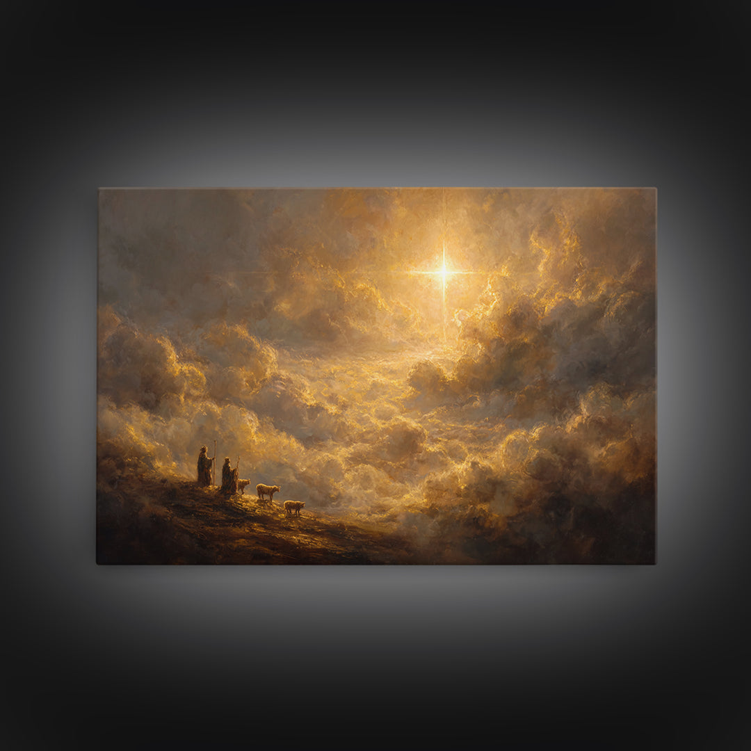 Dawn Star, Framed Canvas Print, Christmas Wall Art, Christian Christmas Art, Christian Art Canvas, Framed Christmas Art