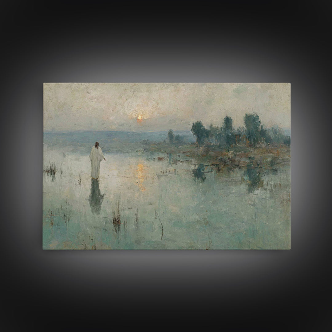 Still Waters Grace, Framed Canvas Print, Christian Art Canvas, Jesus Painting, Christian Wall Art, Vintage Christian Art, Christmas Art