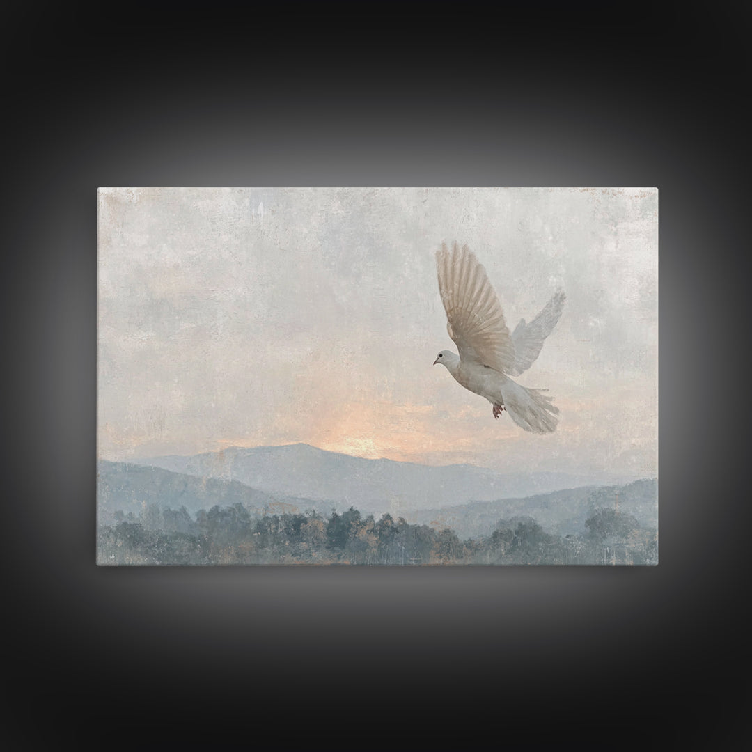 Dove Of Dawn – Framed Canvas Print – Christian Art Canvas – Christian Wall Art – Christian Christmas Art – Vintage Christian Art – Christia