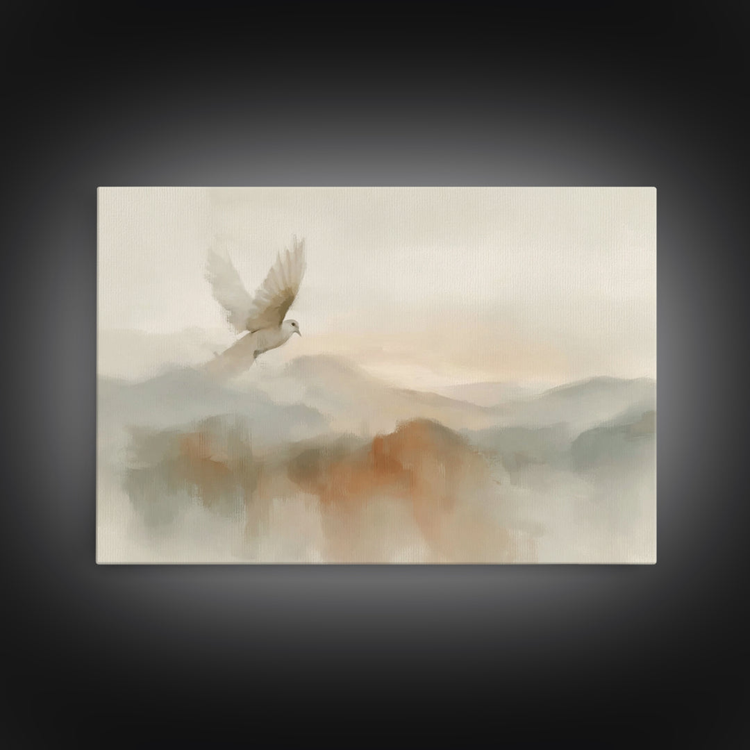 Peaceful Dove Rise – Framed Canvas Print – Christian Wall Art – Christian Art Canvas – Christian Art – Christmas Art – Christian Gift Ideas