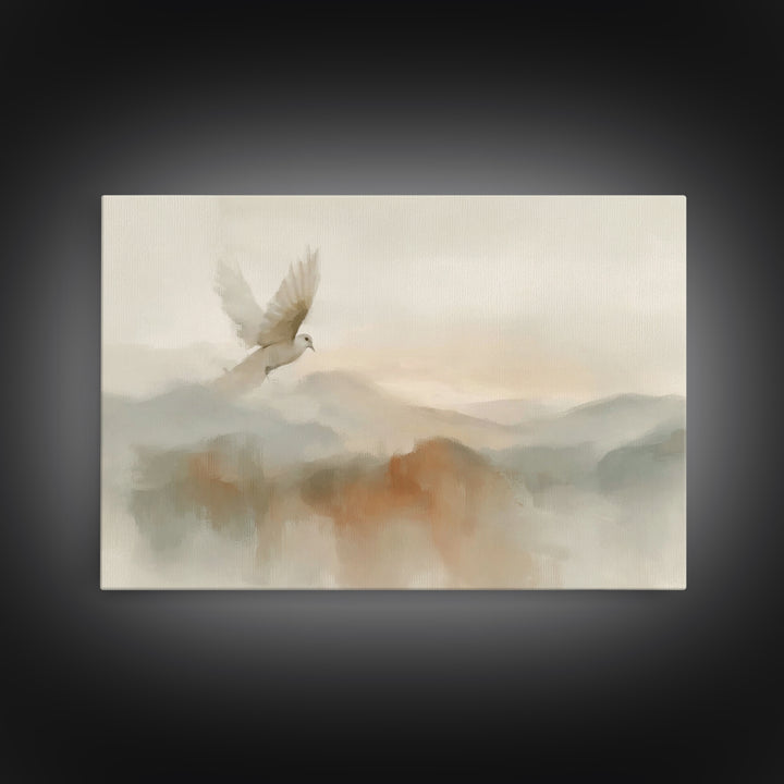 Peaceful Dove Rise – Framed Canvas Print – Christian Wall Art – Christian Art Canvas – Christian Art – Christmas Art – Christian Gift Ideas
