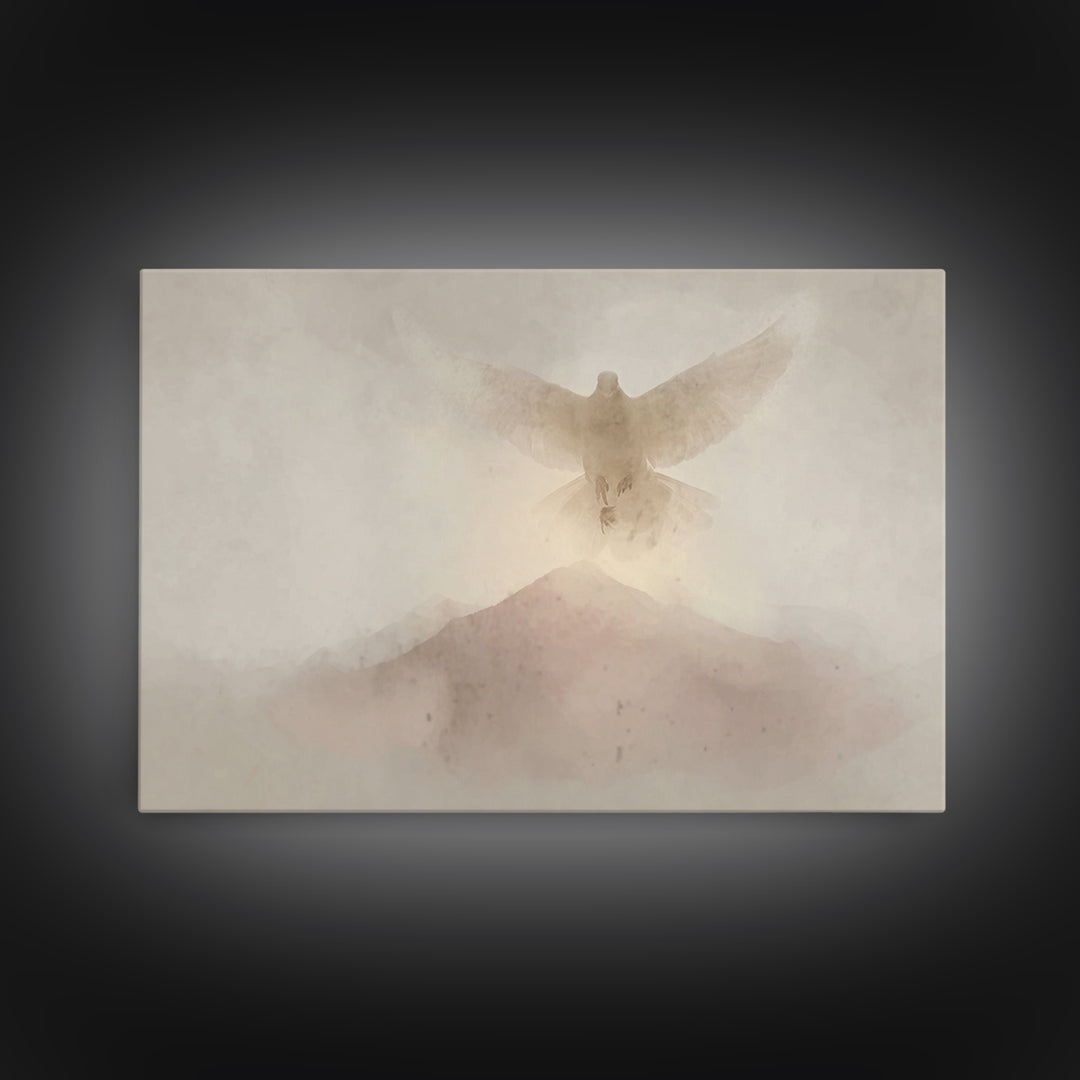 Mountain Spirit Light, Framed Canvas Print, Christian Art Canvas, Christian Wall Art, Minimalist Christian Art, Christmas Art, Christian De