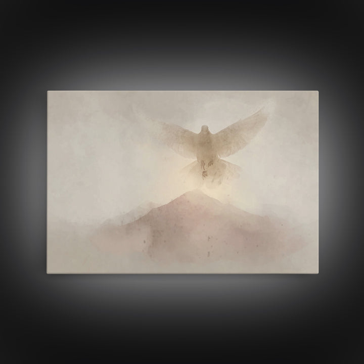Mountain Spirit Light, Framed Canvas Print, Christian Art Canvas, Christian Wall Art, Minimalist Christian Art, Christmas Art, Christian De