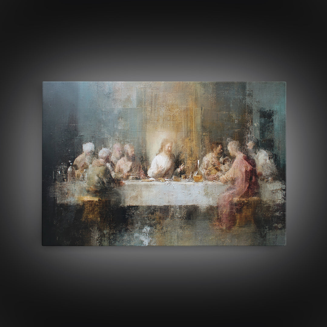 Last Supper Reverence, Framed Canvas Print, Christian Wall Art, Christian Art Canvas, Christian Painting, Vintage Christian Art, Christian